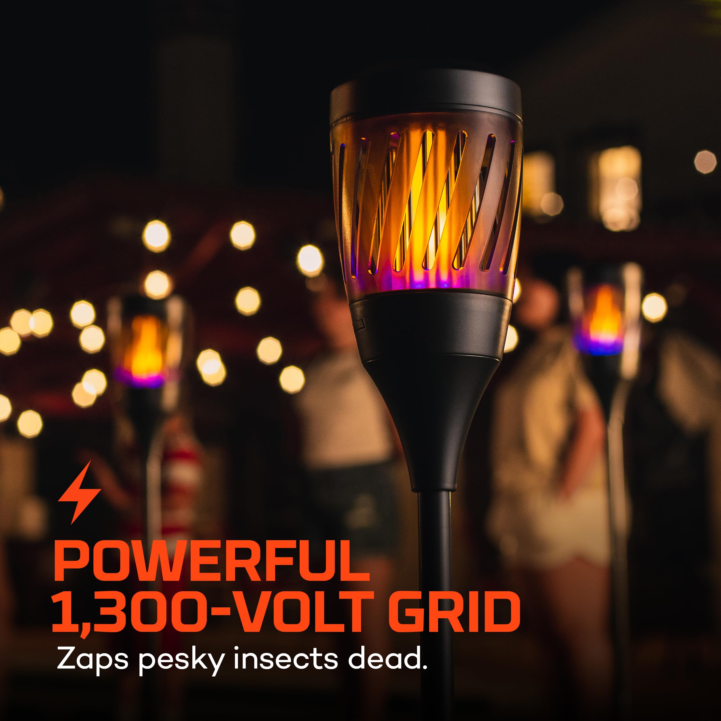 NEBO Torch Solar Zapper | Warm Tiki Light for Outdoor Use & Insect Killing Electric Zapper, Solar Powered Rechargeable Battery, Perfect for Bugs like Mosquitos, Flies & Gnats