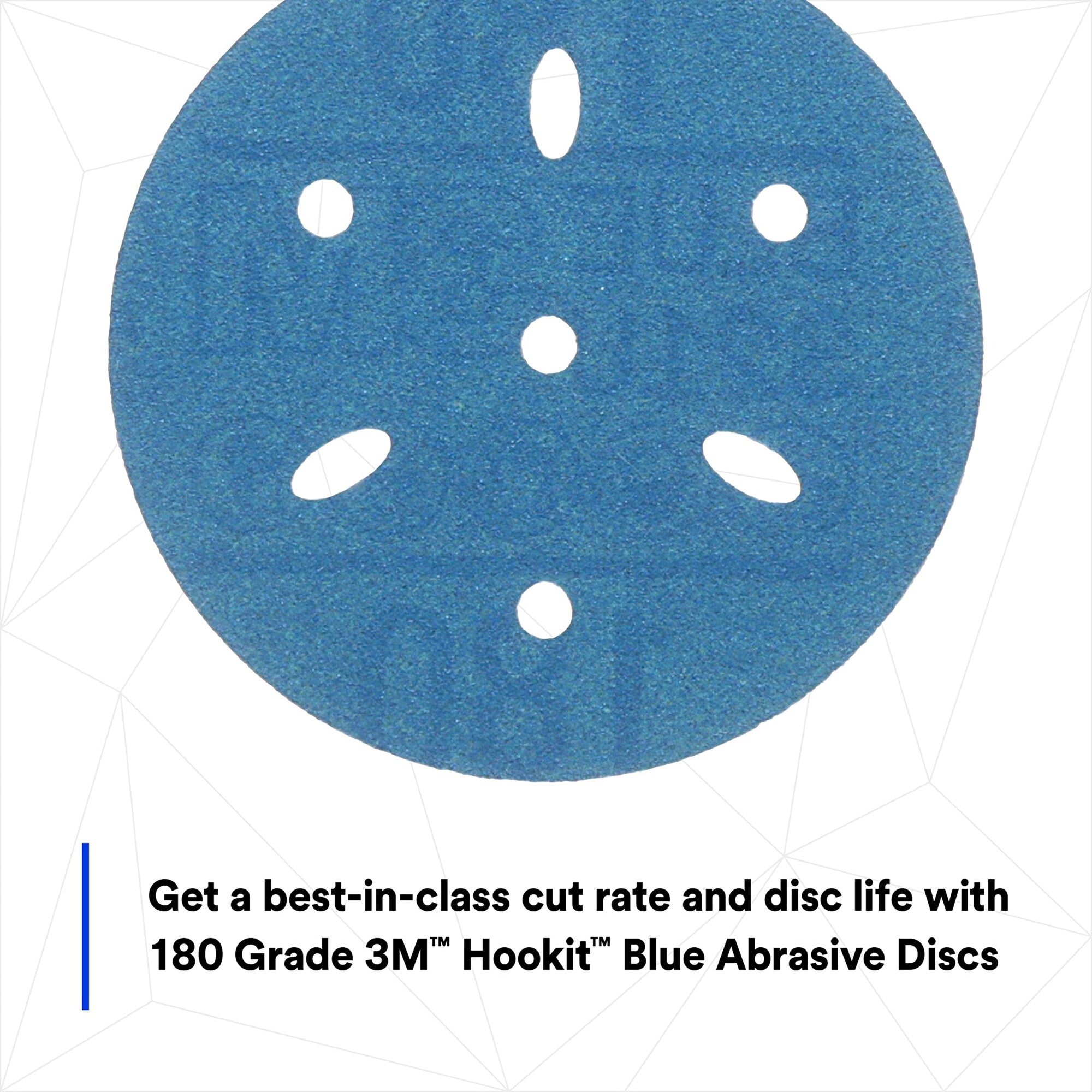 3M Hookit 3M-36146 Blue Abrasive Disc Multi-hole, 3, 180 Grade