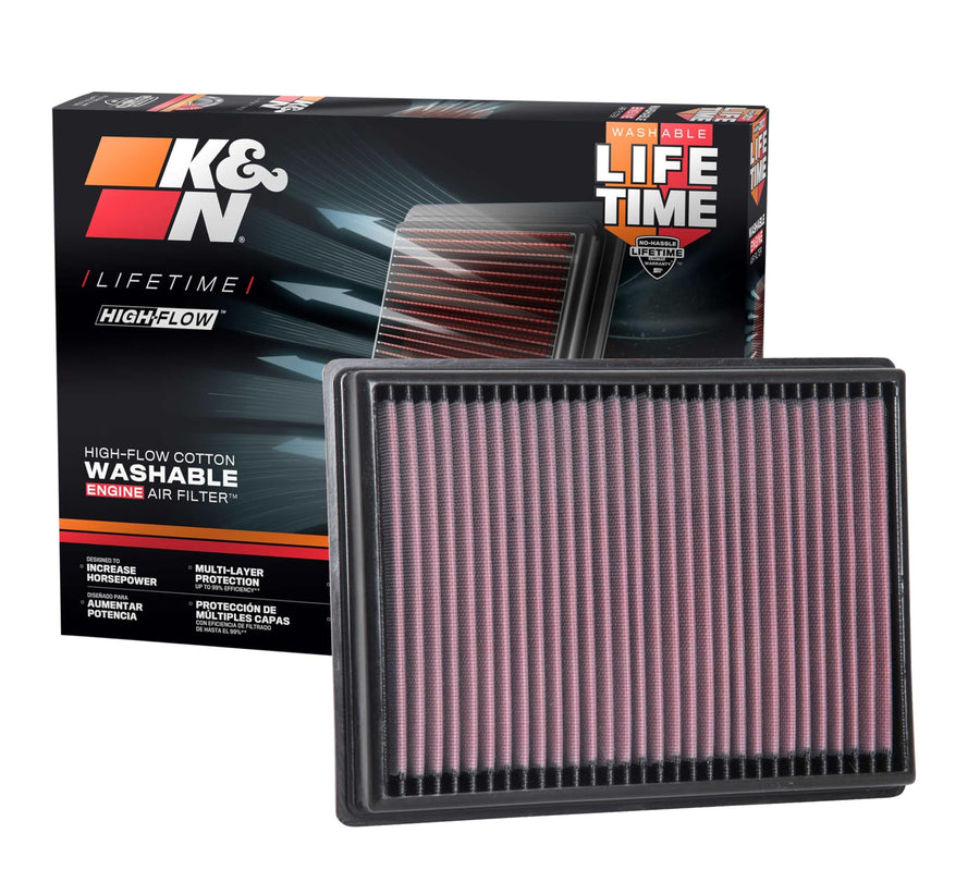 High-Flow K&N Original Lifetime Engine Air Filter: Increase Power: Premium, Washable: Compatible with 2018-2025 FORD/LINCOLN: Bronco, Escape, Focus, Maverick, Corsair, 33-3131