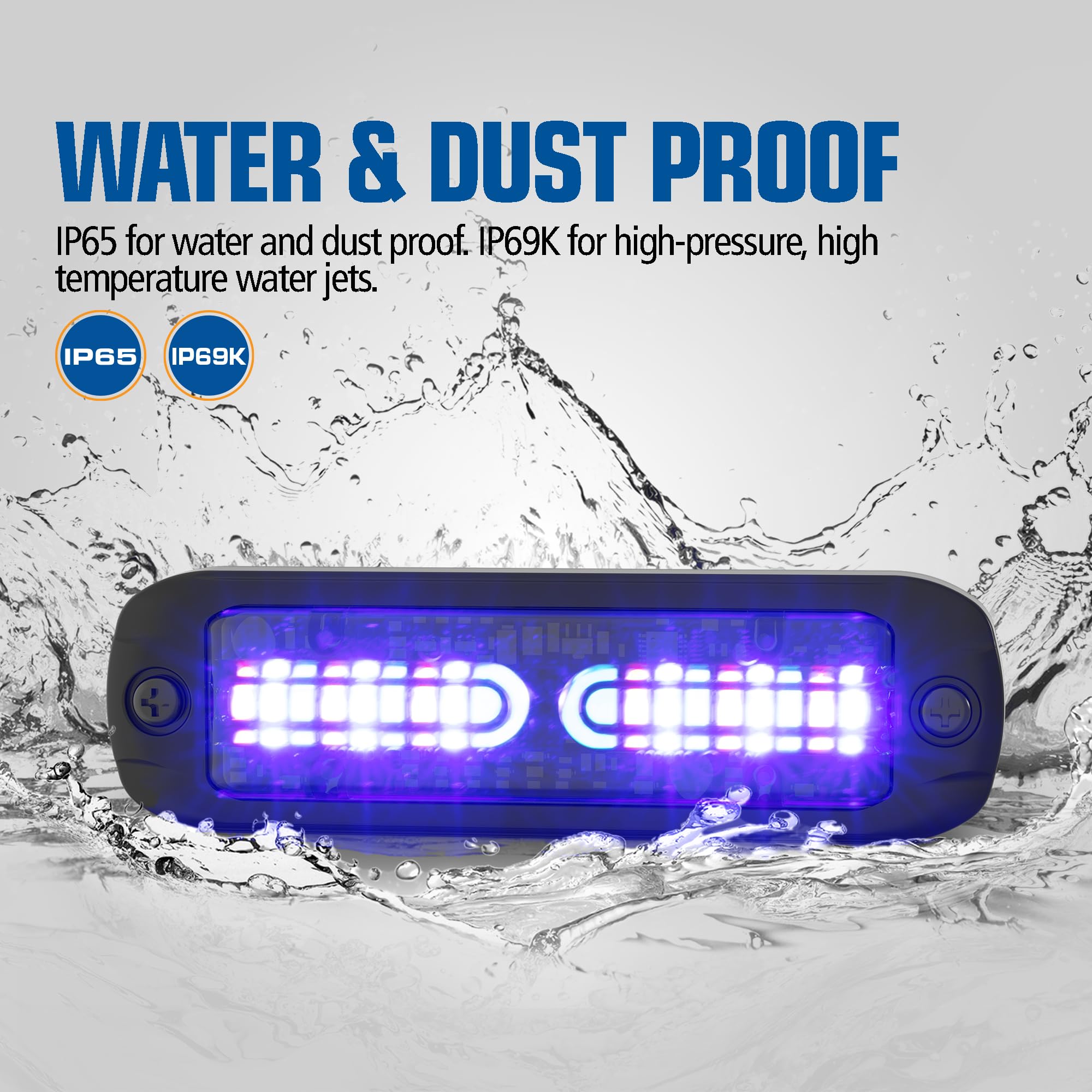 ECCO Directional ED3802ABH LED Warning Light Viz™ Series, 2 Bolt Surface Mount, 12-24V, Tri-Color Amber/Blue, w/HINVII™ technology