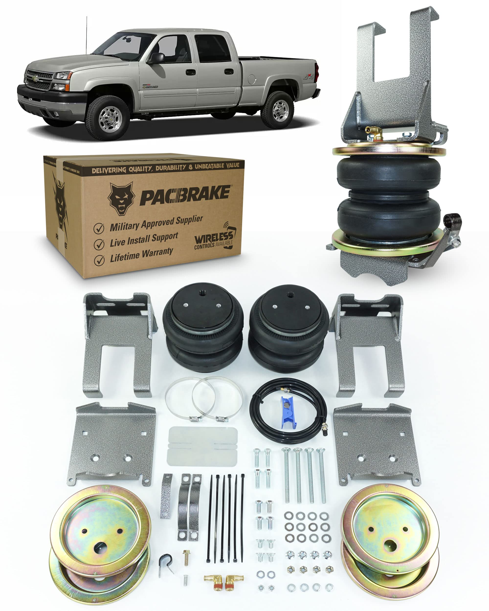 Pacbrake ALPHA XD HP10005-X 7500 lb Rear Air Suspension Compatible with Silverado/Sierra 2500HD/3500HD 2001-2010