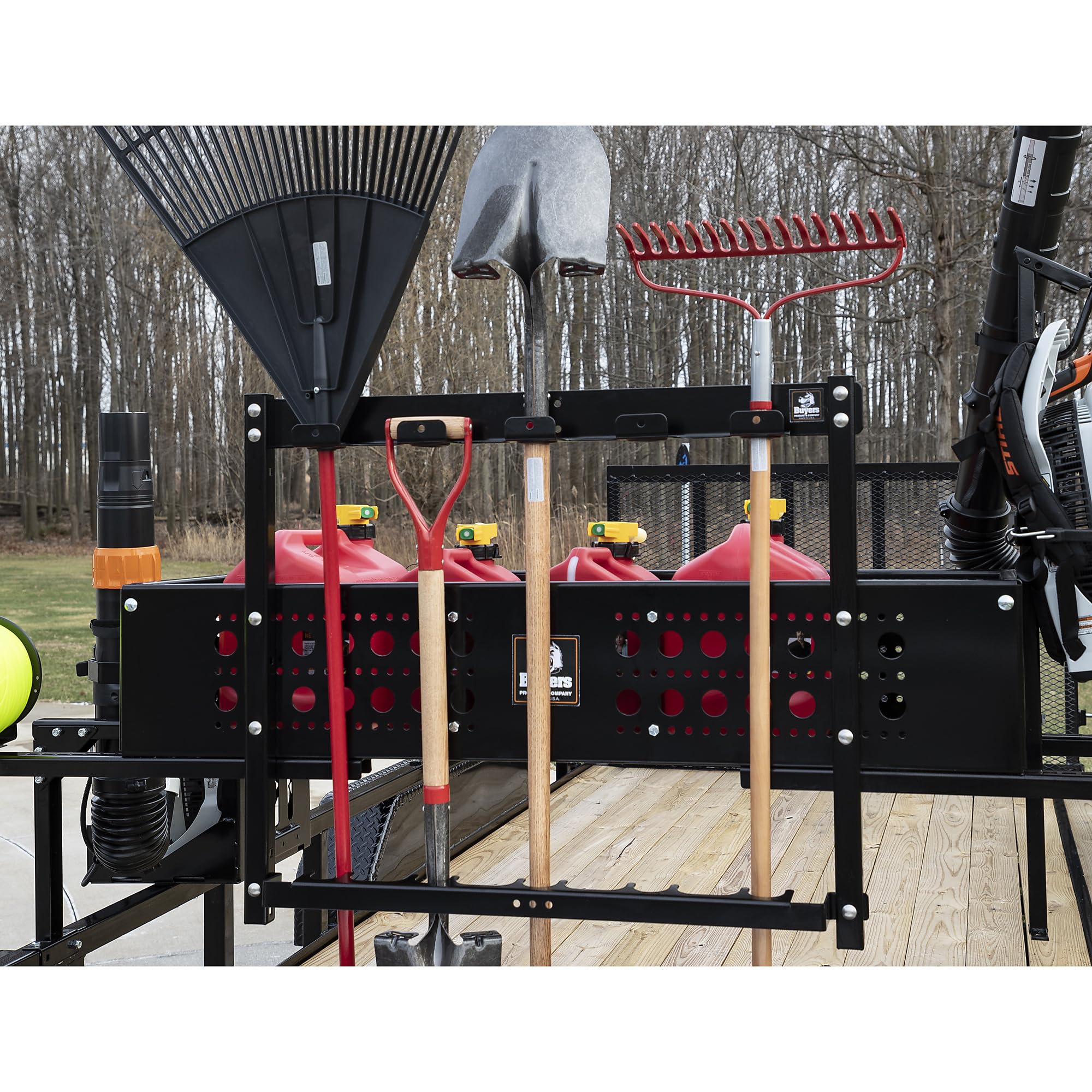Buyers Products Vertical Rack LT46 for Enclosed Landscape Trailers & Garage or Shed Walls Holds 5 Hand Tools, Accessories For Open & Closed Landscape Trailers, Landscape Tools