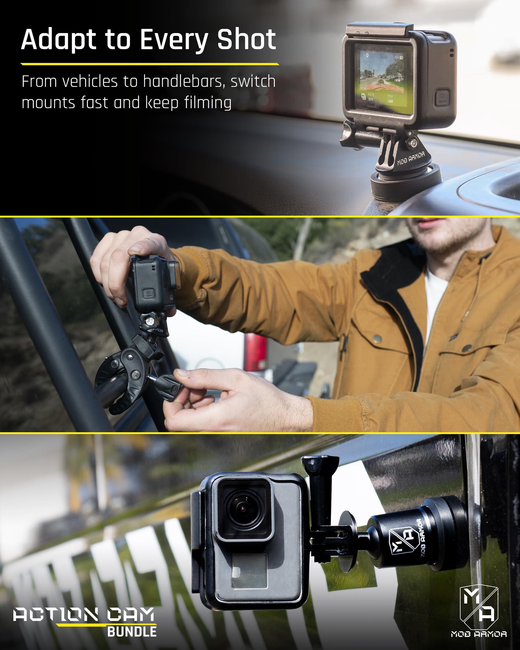 Mob Armor Accessory Kit Action Camera - Complete Bundle with Adjustable Claw Grip, Magnetic Holders, Steel Mounting Plates, and Travel-Friendly Nylon Case for On-The-Go Filming