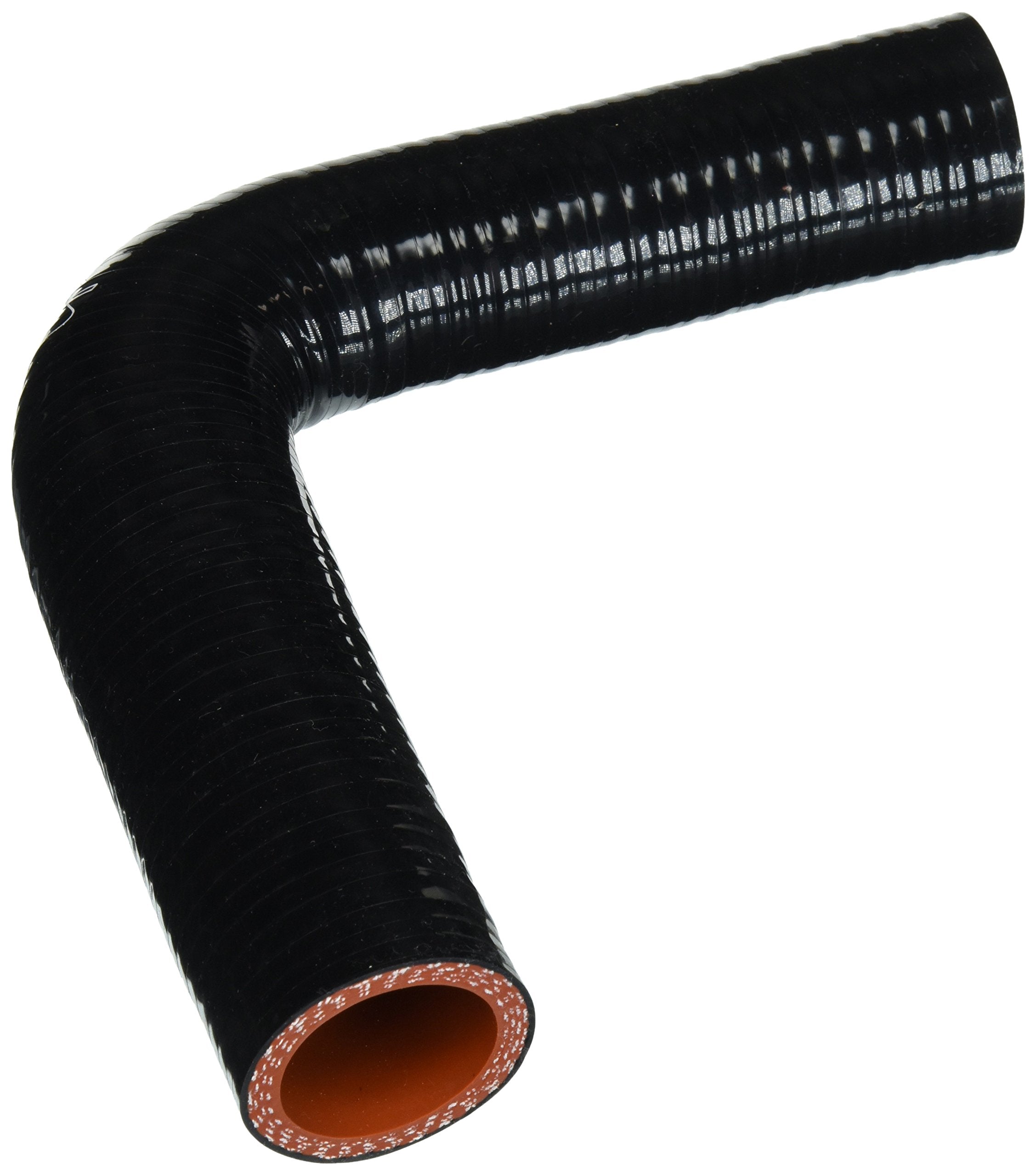 HPS Silicone High Temperature 4-ply Reinforced 90 degree Elbow Reducer Coupler Hose HTSER90-118-138-BLK, 75 PSI Maximum Pressure, 4" Leg Length on each side, 1-1/5" > 1-3/8" ID, Black