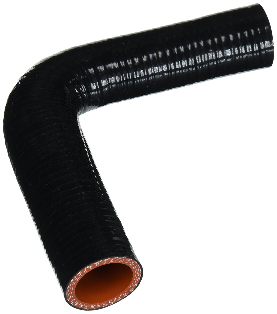 HPS Silicone High Temperature 4-ply Reinforced 90 degree Elbow Reducer Coupler Hose HTSER90-118-138-BLK, 75 PSI Maximum Pressure, 4" Leg Length on each side, 1-1/5" > 1-3/8" ID, Black