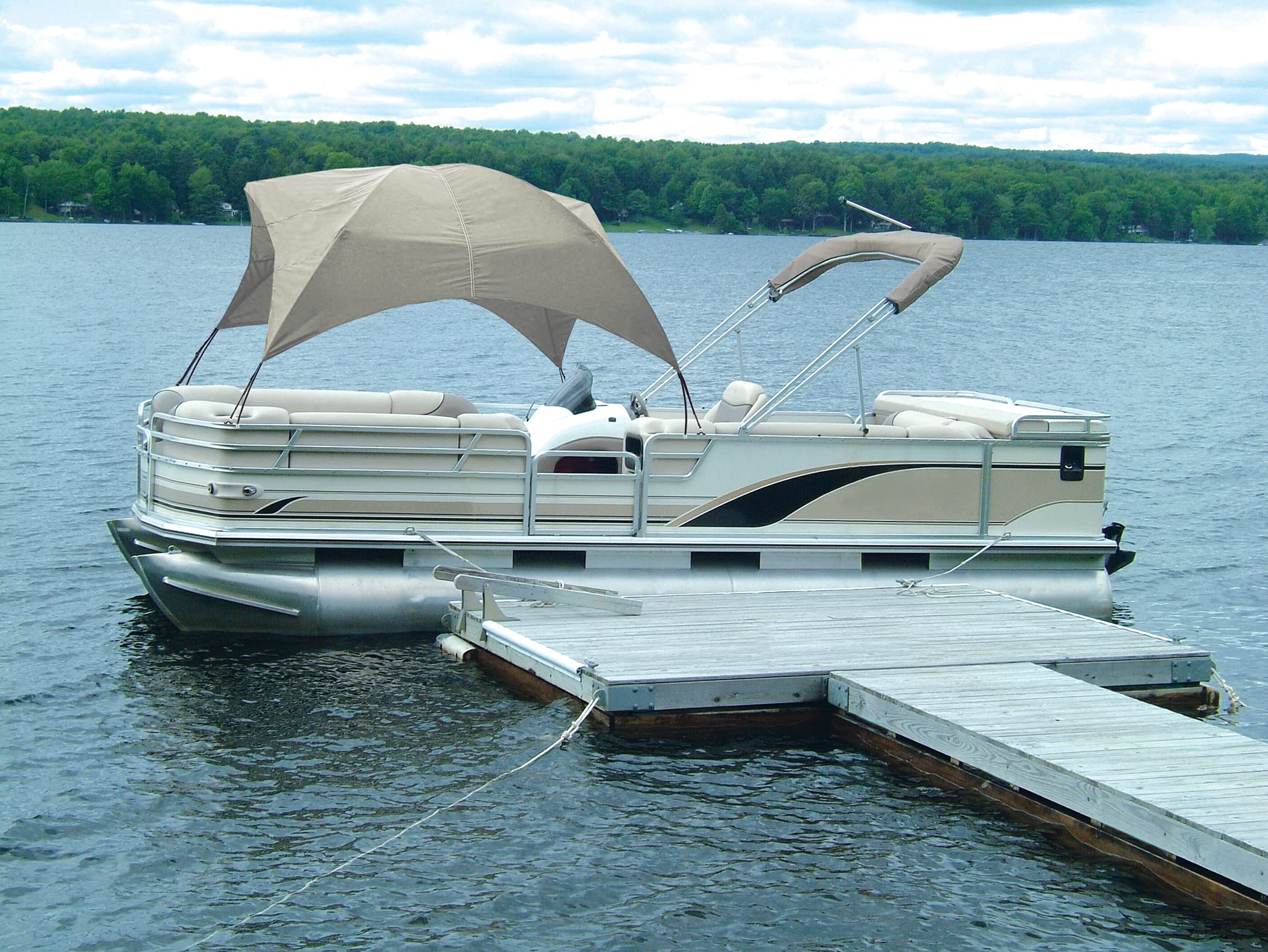 Taylor Made Easy-Up Shade for Pontoon Boats, 8'L x 50"H x 102" W, Fits 96" and 102" Wide Frames, Extends to 8', Marine-Grade Polyester, Easy Installation, Black – 2020108778