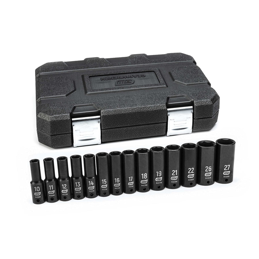 1/2" Drive GEARWRENCH 14 Pc. 6 Pt. Deep Impact Socket Set, Metric - 84955N