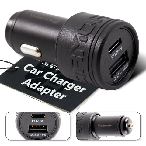 Mob Armor Dual USB 38w Quick-Charge Car Charger A + C - Fast Charging Adapter - Car Charger Adapter - Car Phone Charger - Phone Charger C Type & A Type (Black)