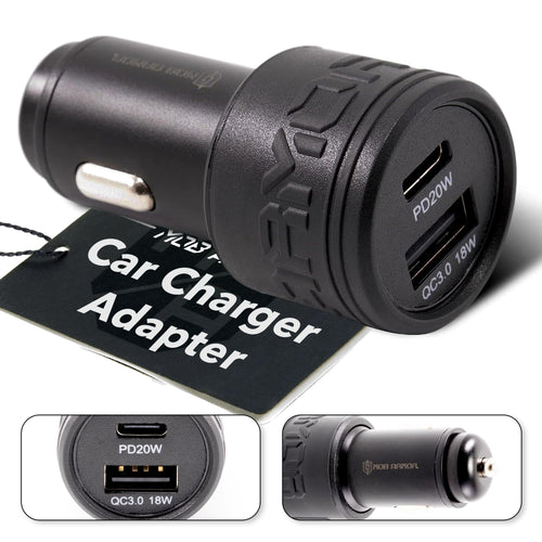 Mob Armor Dual USB 38w Quick-Charge Car Charger A + C - Fast Charging Adapter - Car Charger Adapter - Car Phone Charger - Phone Charger C Type & A Type (Black)