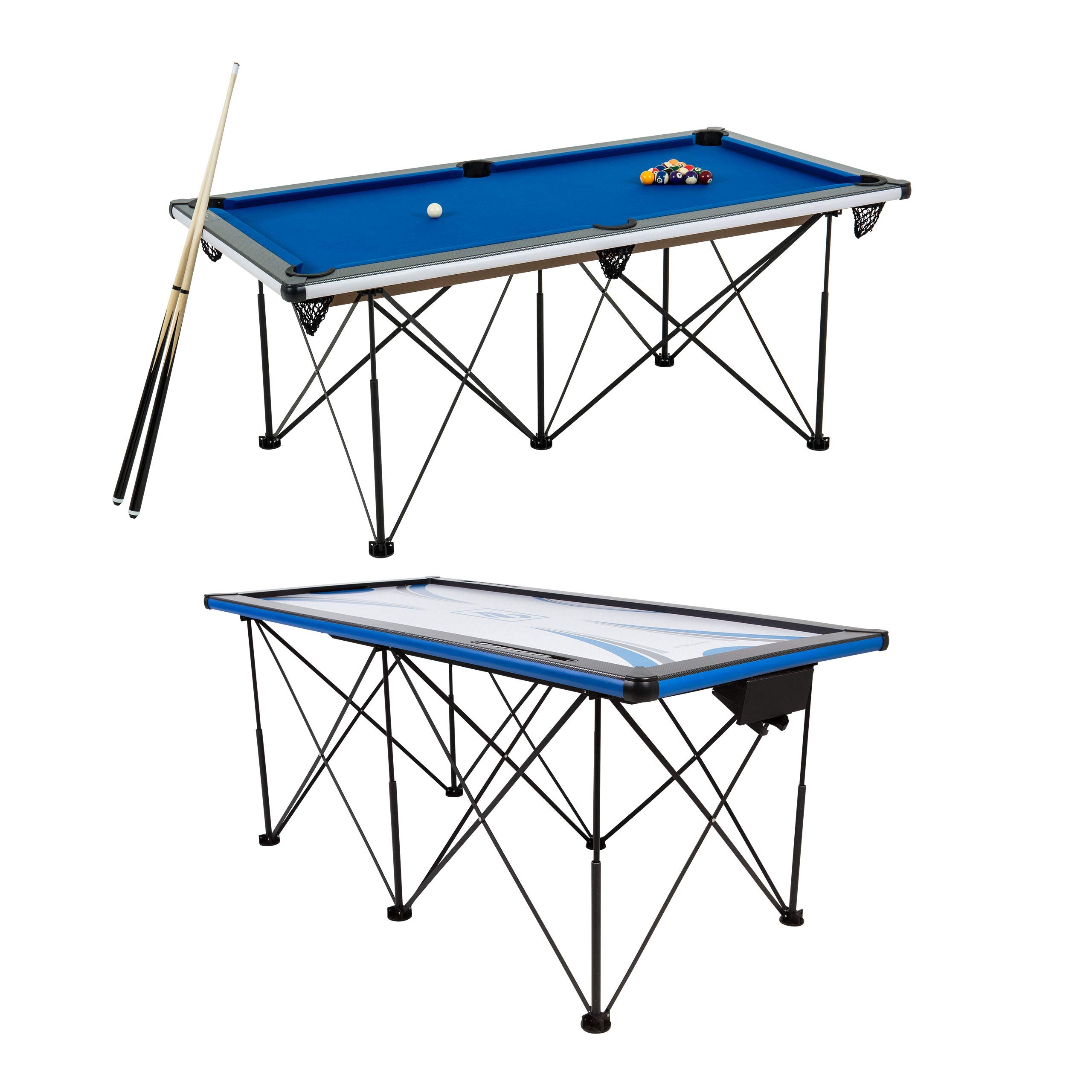 Portable Triumph Sports 6’ Pop Up Folding Air Hockey Table with Folding Legs, Instant Assembly and Accessories Included