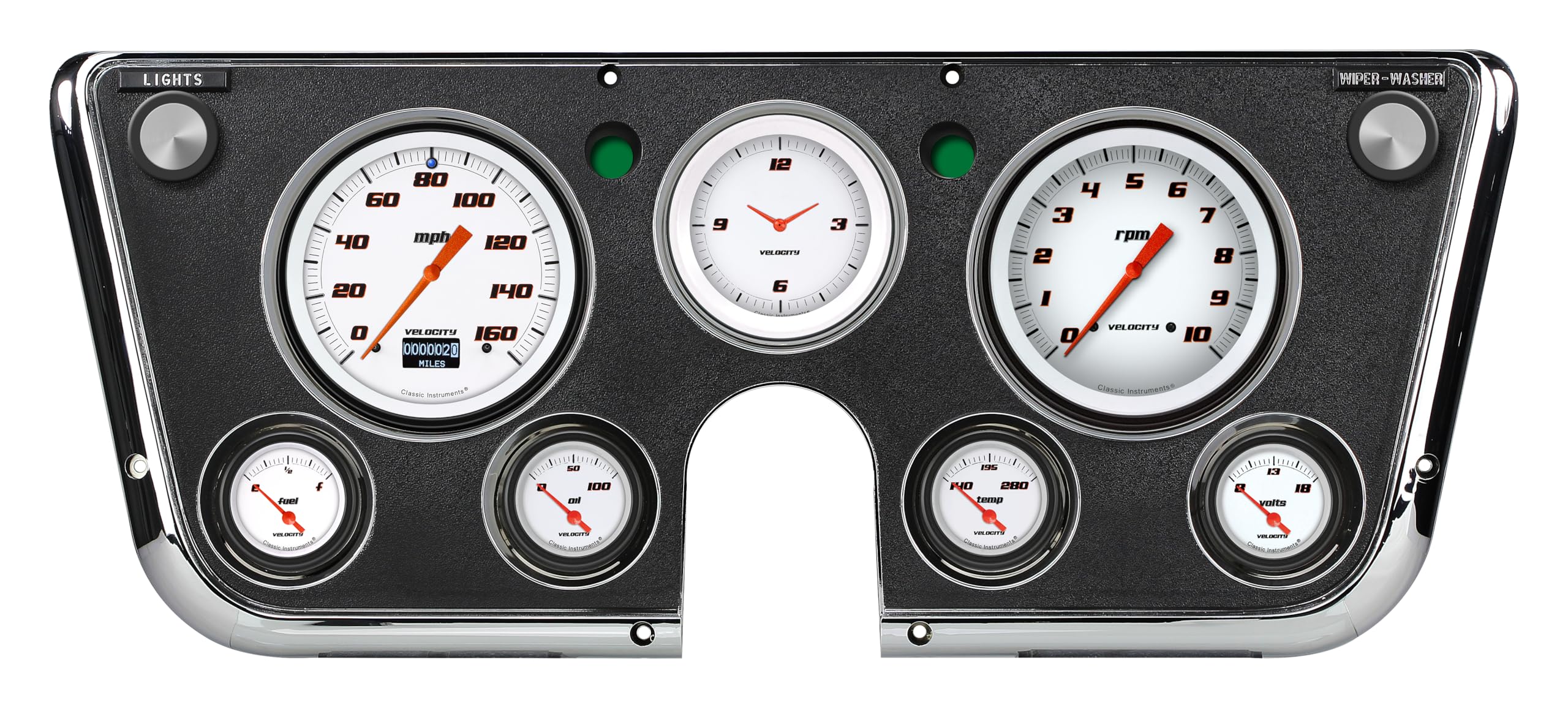 Velocity White Gauge Set Classic Instruments CT67DVSW LED Odometer 1967-1972 Chevy/Gmc Truck