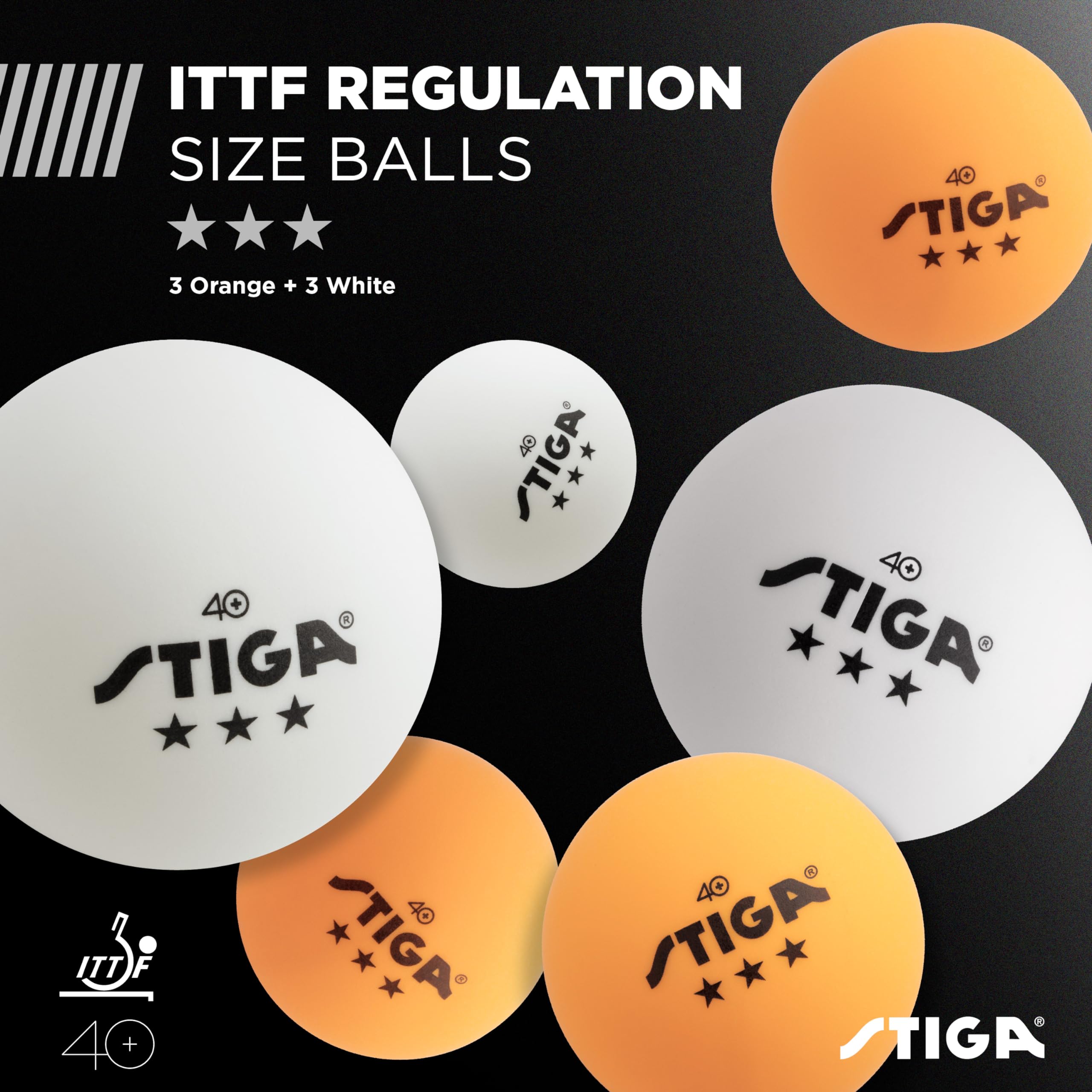 4 Player STIGA Performance Ping Pong Paddle Set of 4 – Table Tennis Rackets, 6 – 3 Star Orange and White Balls