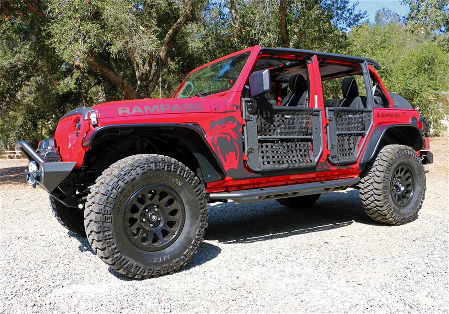 Trail Doors RAMPAGE PRODUCTS for Jeep Wrangler JL | 4-Piece Set, Removable Mesh Net, Steel, Black | 7685 | Fits 2018-2025 Wrangler JLU / 2020-2025 Gladiator JT 4-Door