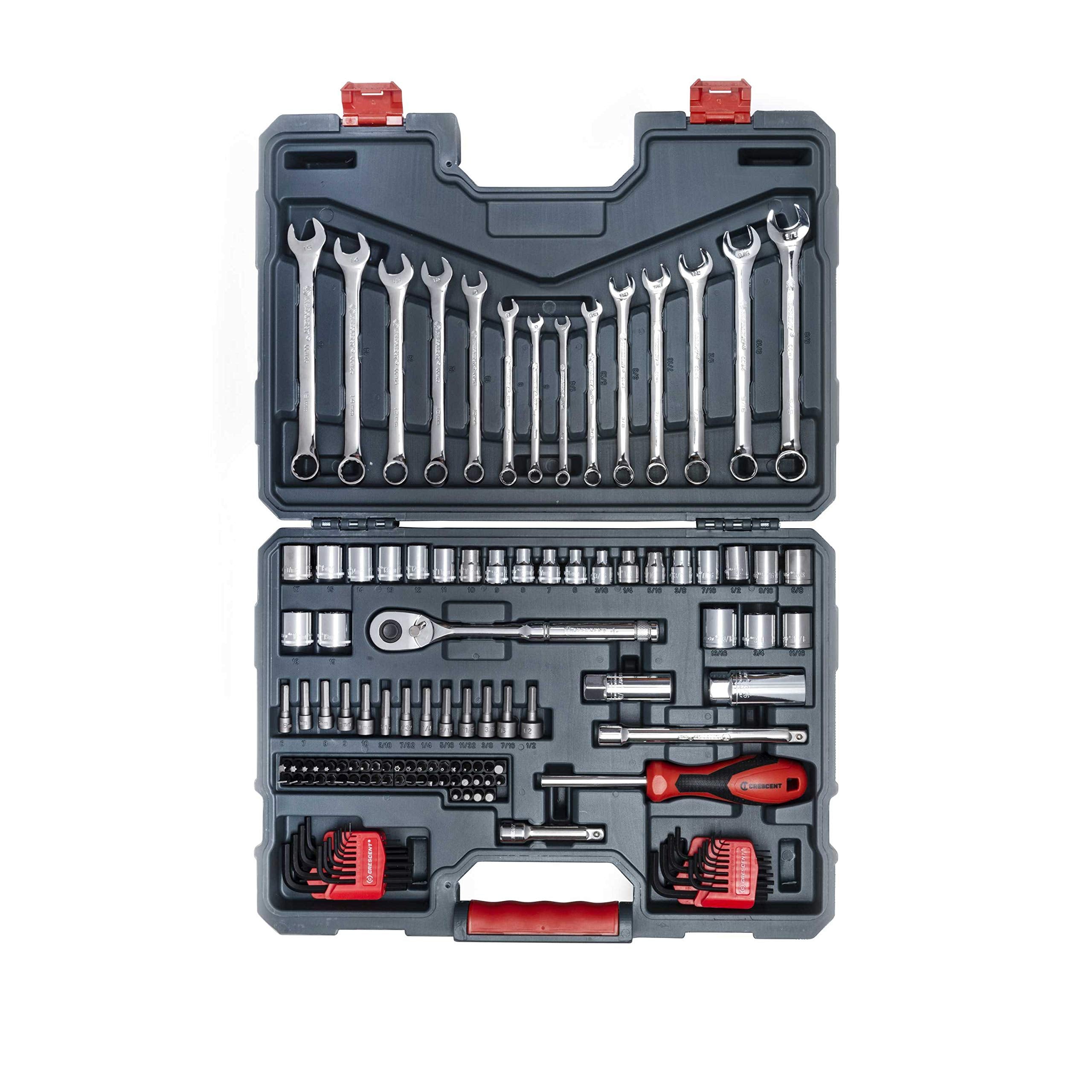 Crescent 128 Piece 12 Point 3/8" Drive Standard SAE/Metric Mechanics Tool Set - CTK128C
