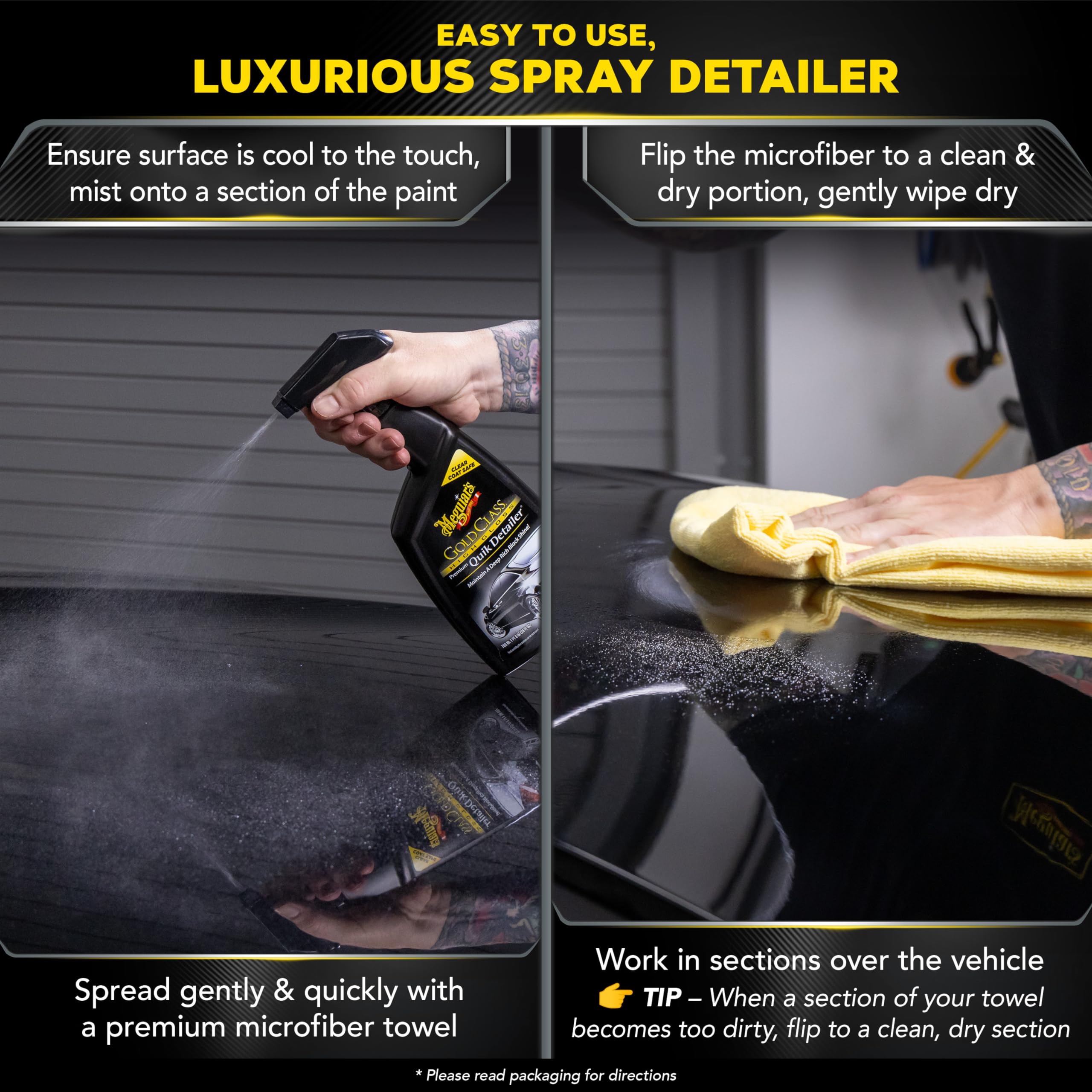 Meguiar's High Gloss Gold Class Premium Quik Detailer, High Lubricity Automotive Quick Detailer Spray that Preserves Wax and Leaves a Deep Dark Shine, 24 Oz Spray Bottle