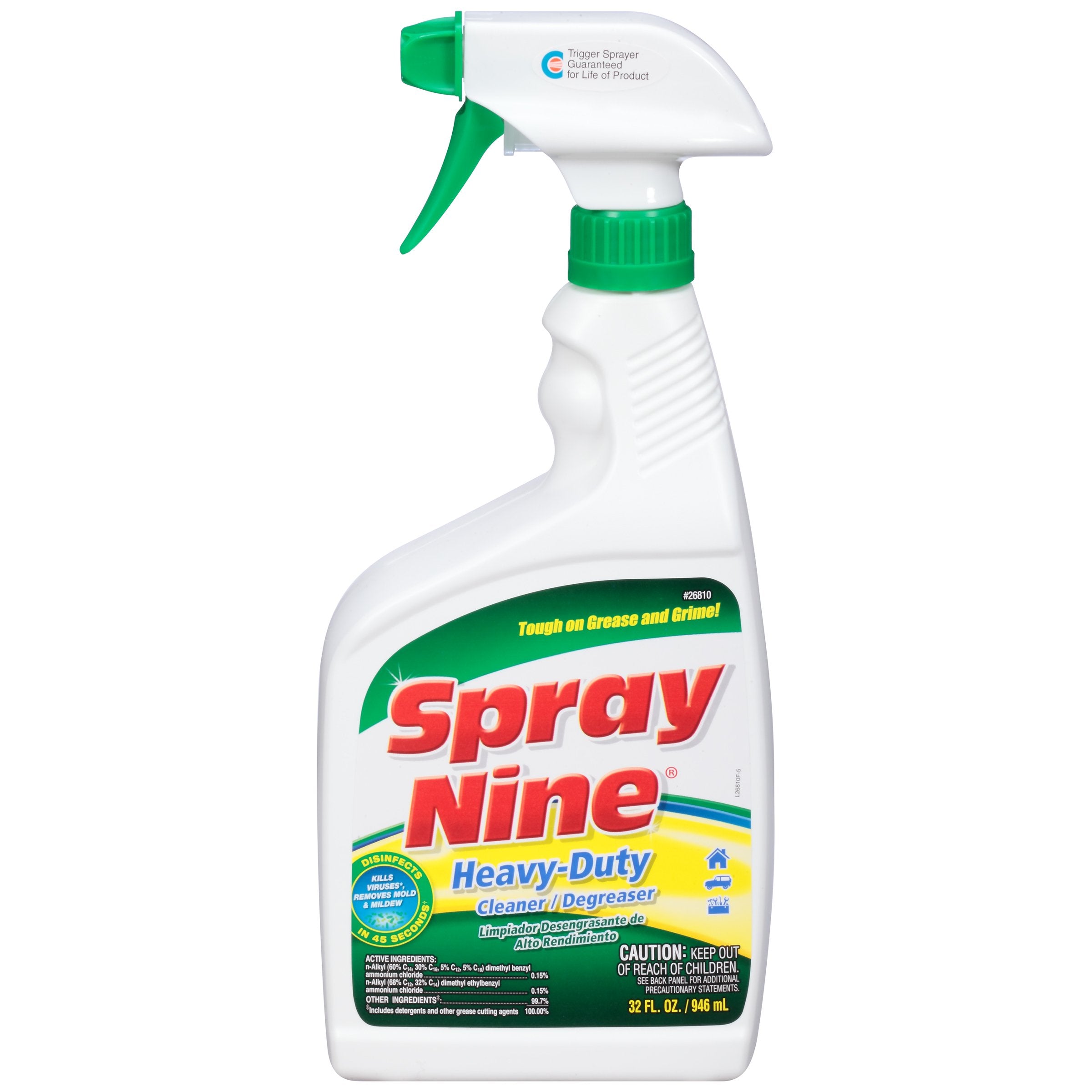 Heavy Duty Spray Nine 26810 Cleaner, Degreaser & Disinfectant for Kitchens, Bathrooms, Yard Equipment, Automotive & Industrial 32 Fl Oz. (Pack of 1)