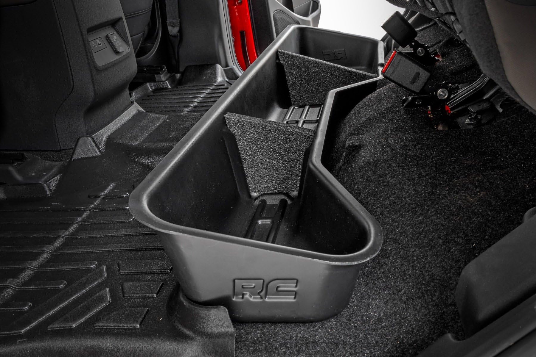 Under Seat Storage Rough Country for Nissan Frontier Crew Cab (2005-2025) - Custom-Fit Rear Underseat Tray Organizer, Secure Hidden Storage Box for Tools & Gear