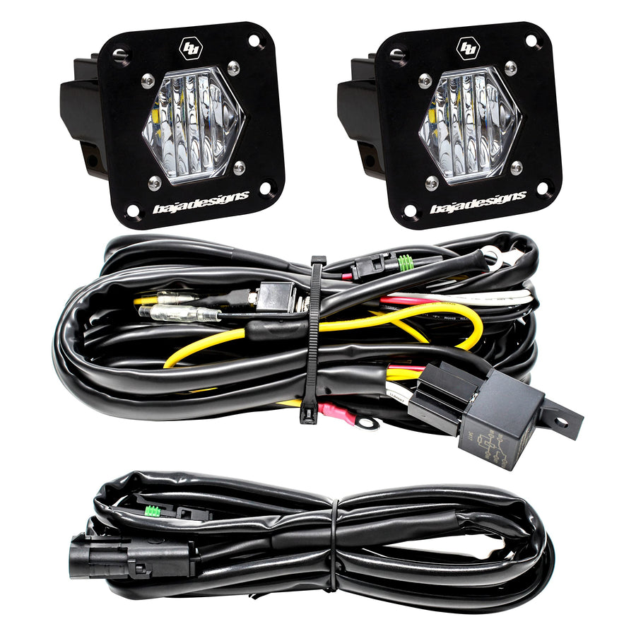 Baja Designs Flush Mount S1 Black LED Light Pod Reverse Kit (Clear) (Wide Cornering Beam - Clear)