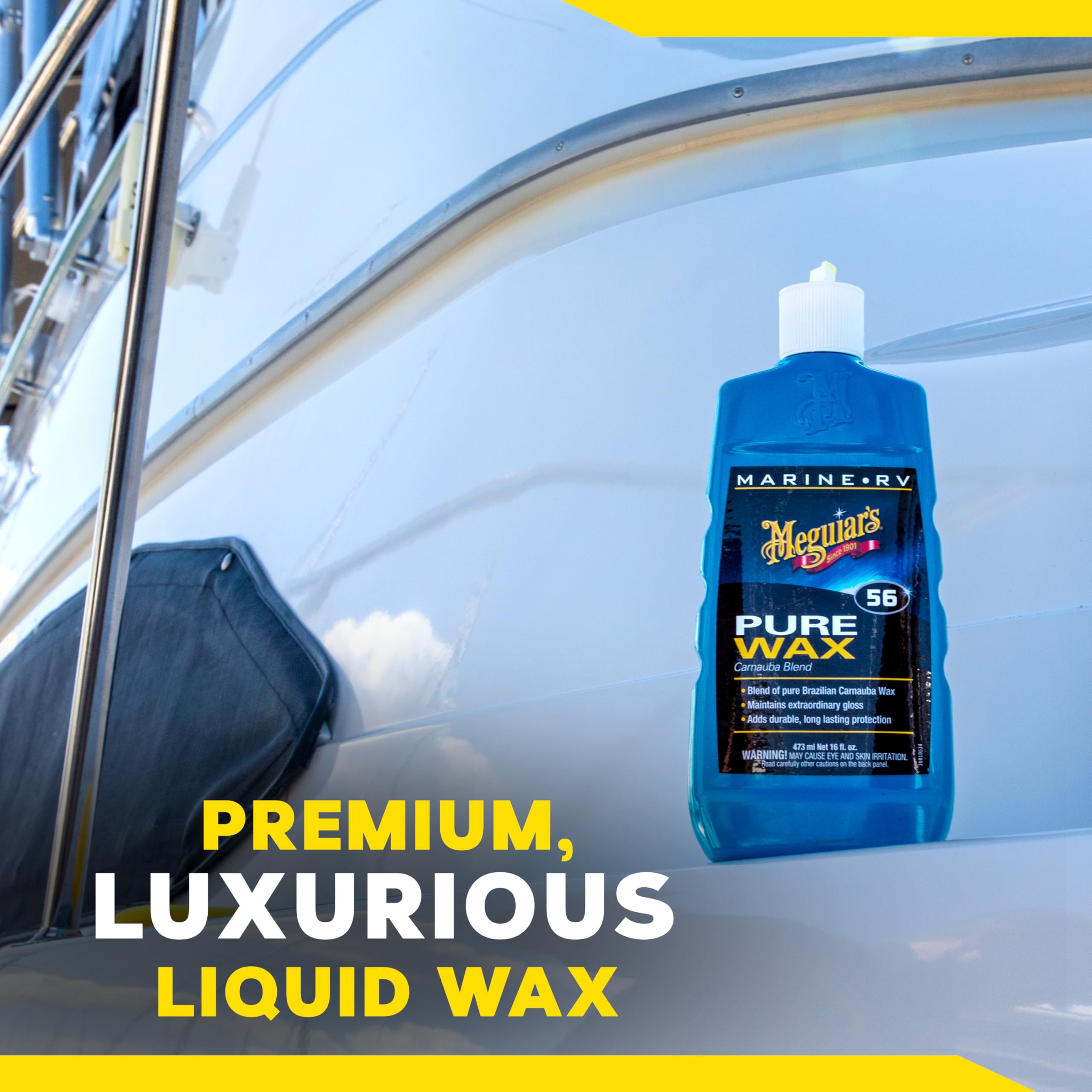 Marine/RV Meguiar's M5616 Pure Wax Carnauba Blend, Long-Lasting Liquid Wax for Protecting Gel Coat, Fiberglass, and Painted Marine/RV Finishes, 16 Oz Bottle