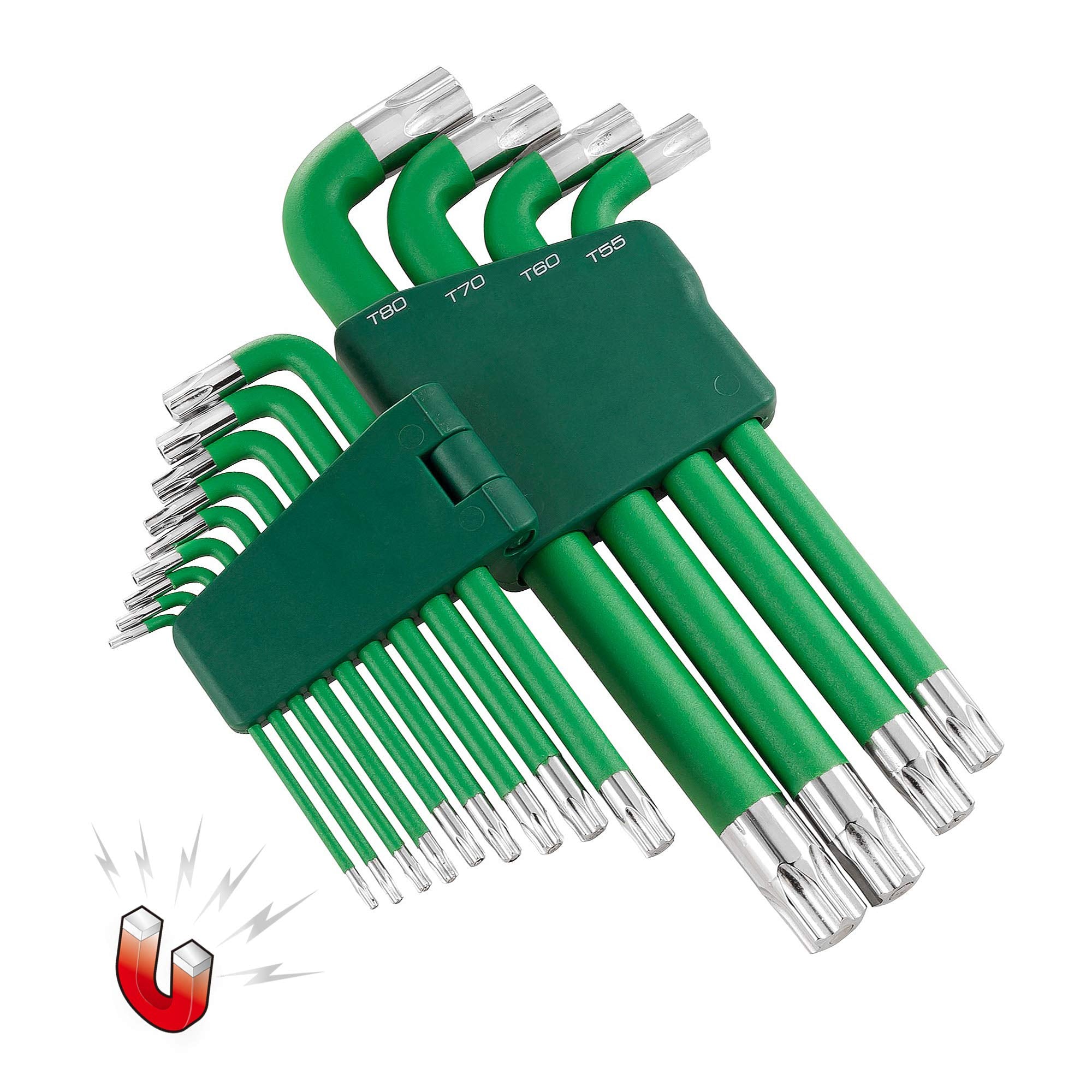 Powerbuilt 13 Piece Jumbo Long Point Tamper Magnetic Hex Key Wrench, Allen Hex Key Wrench, T10- T80-941643