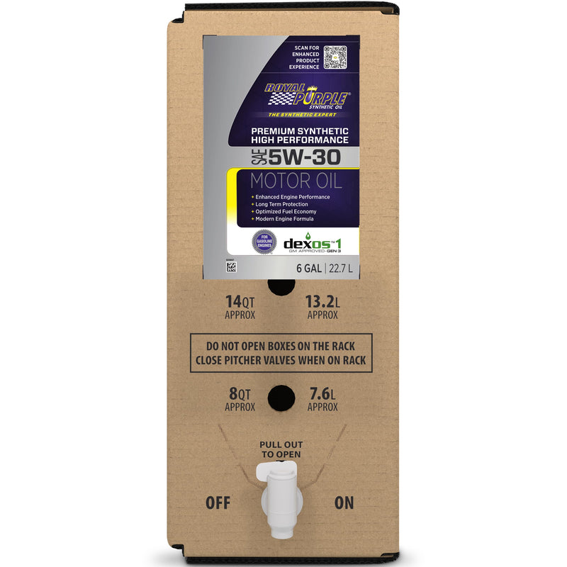 Royal Purple 60530 High Performance Premium Synthetic Multi-Grade 5W-30 Motor Oil - 6 Gallon Bag-In-Box