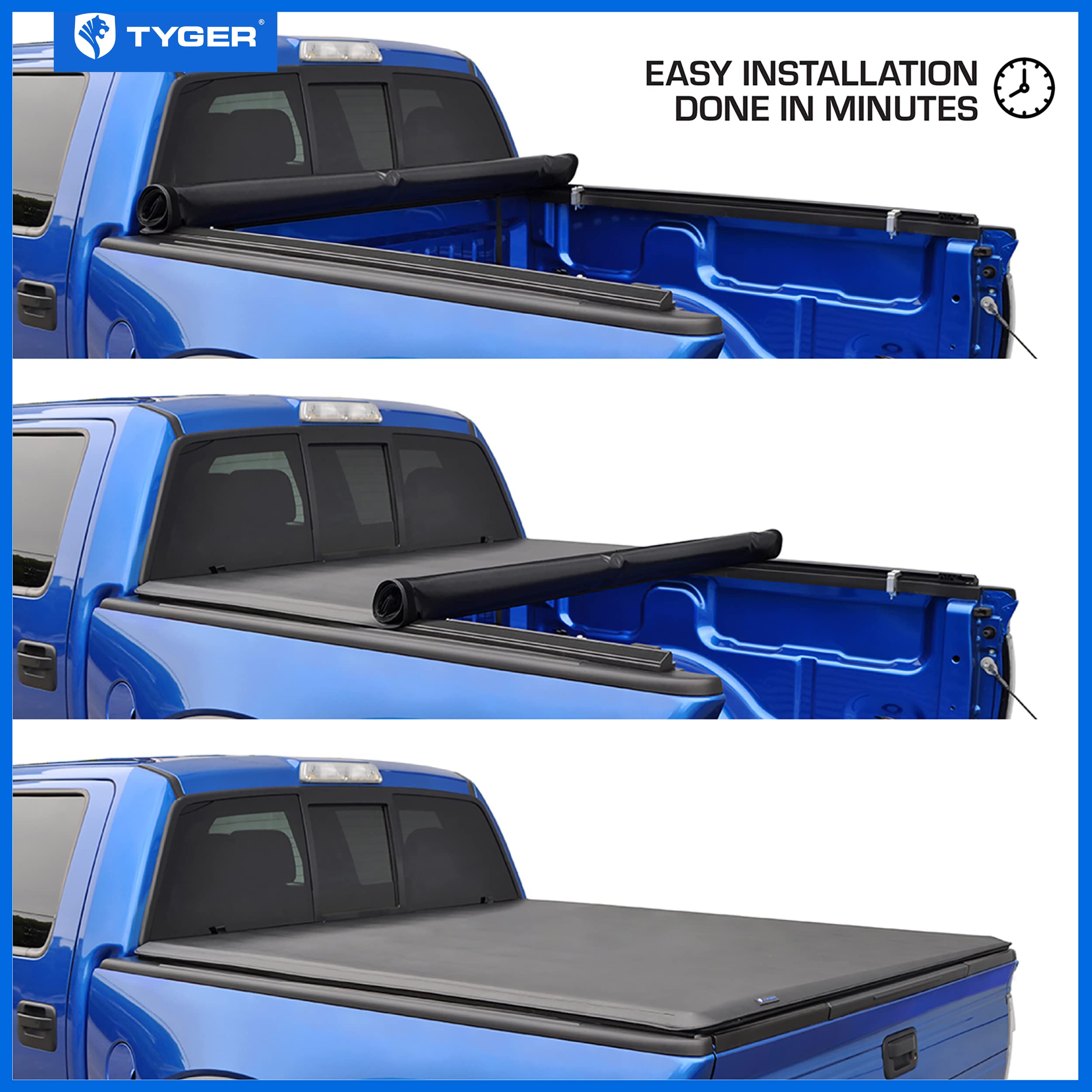 Tyger Auto T1 Soft Roll-up Tonneau Cover Compatible with 2019-2022 Chevy Colorado / GMC Canyon | 5'2" Bed | TG-BC1C9052 | Vinyl, Black