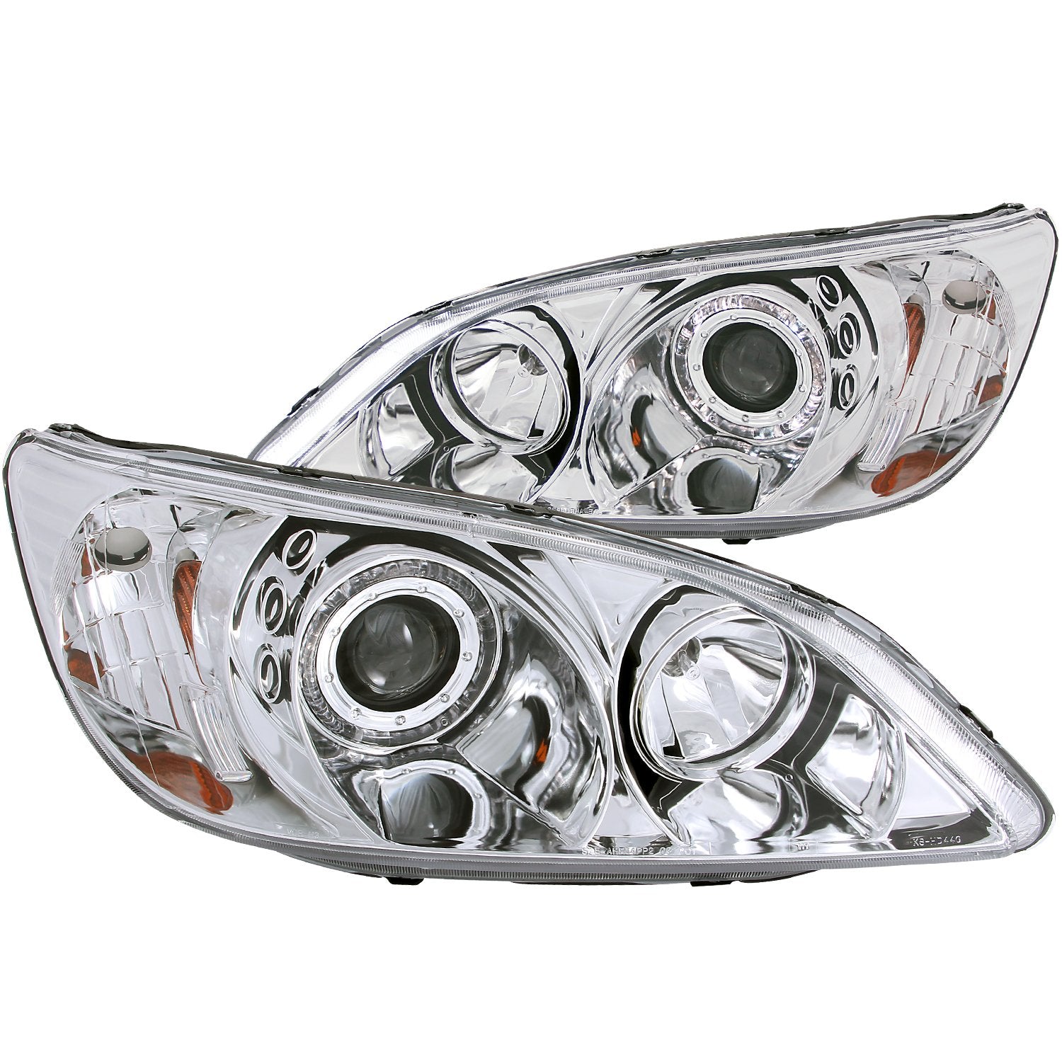 Honda Civic Anzo USA 121060 Projector with Halo Clear Lens Chrome Headlight Assembly - (Sold in Pairs)