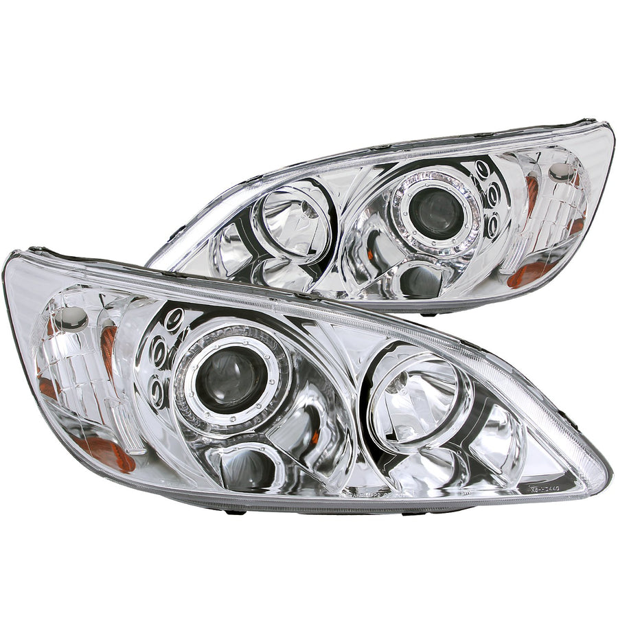 Honda Civic Anzo USA 121060 Projector with Halo Clear Lens Chrome Headlight Assembly - (Sold in Pairs)