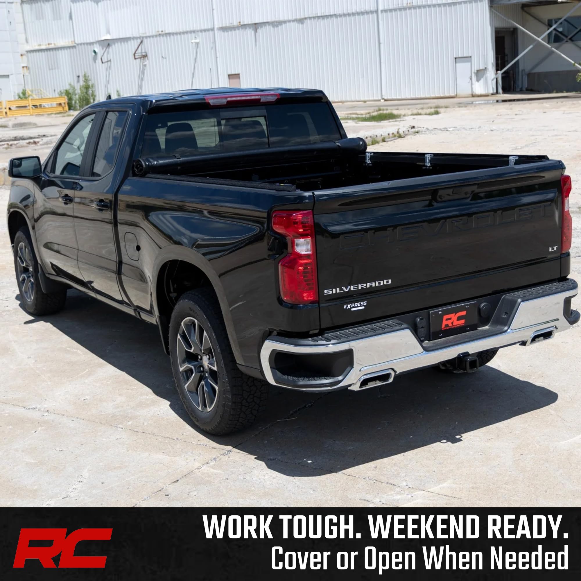 Rough Country Soft Roll-Up Truck Bed Cover for GMC Sierra 1500 & Chevy Silverado 1500 (2019–2026) – 6'7" Standard Bed Tonneau Cover