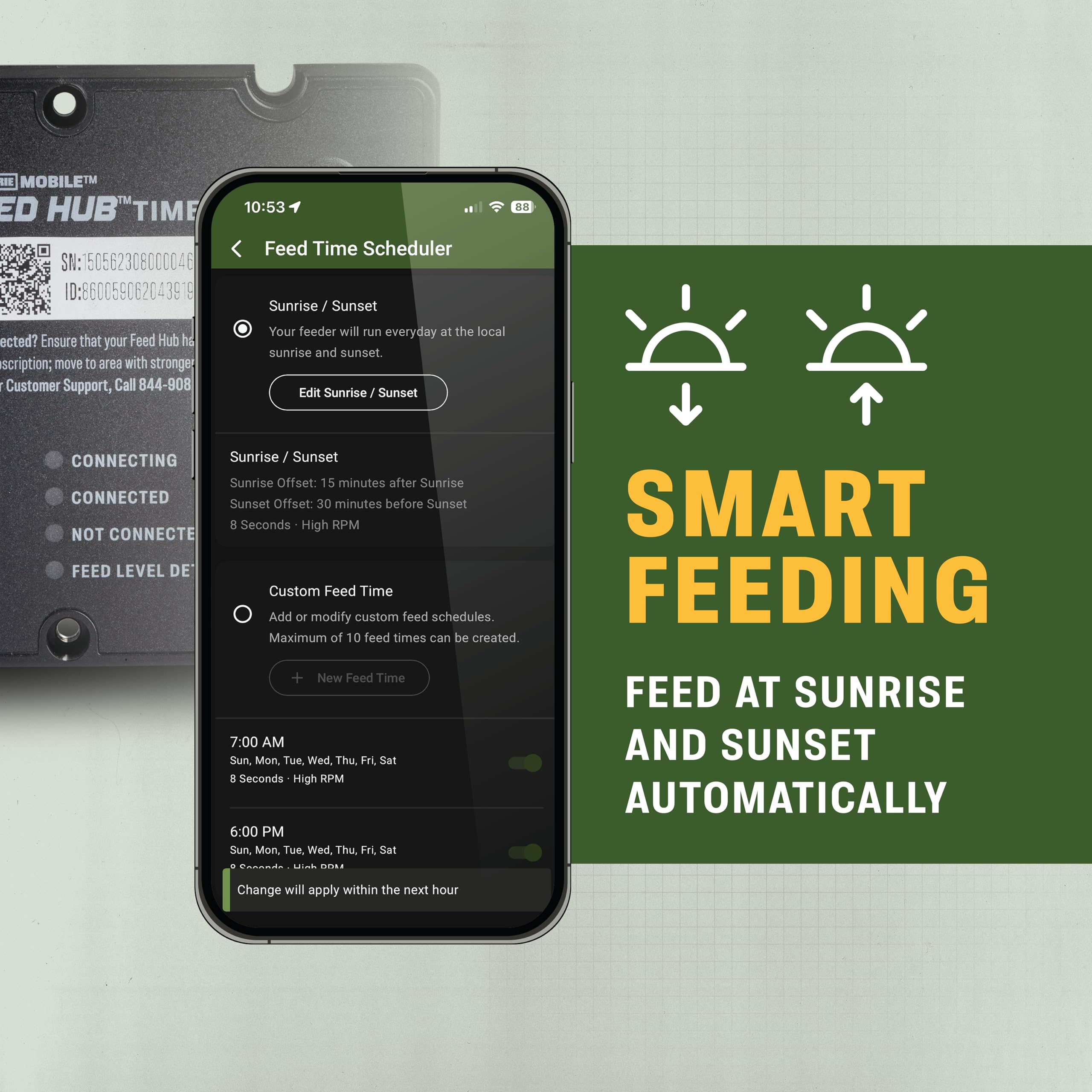 Cellular Upgrade Kit for Spin Cast Feeders - Moultrie Feed Hub, Program, Get Feed and Battery Levels from Your Phone