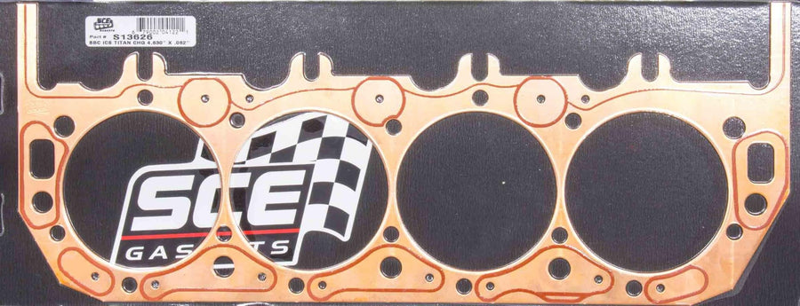 Cylinder Head Gasket, SCE Gaskets, ICS Titan, 4.630 in Bore, 0.062 in Compression Thickness, Copper, Big Block Chevy, Each