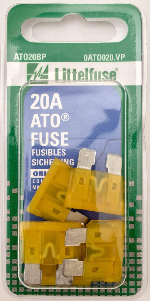 Littelfuse ATO 32 Volt 20 Amp Carded Fuse 0ATO020.VP, (Pack of 5)