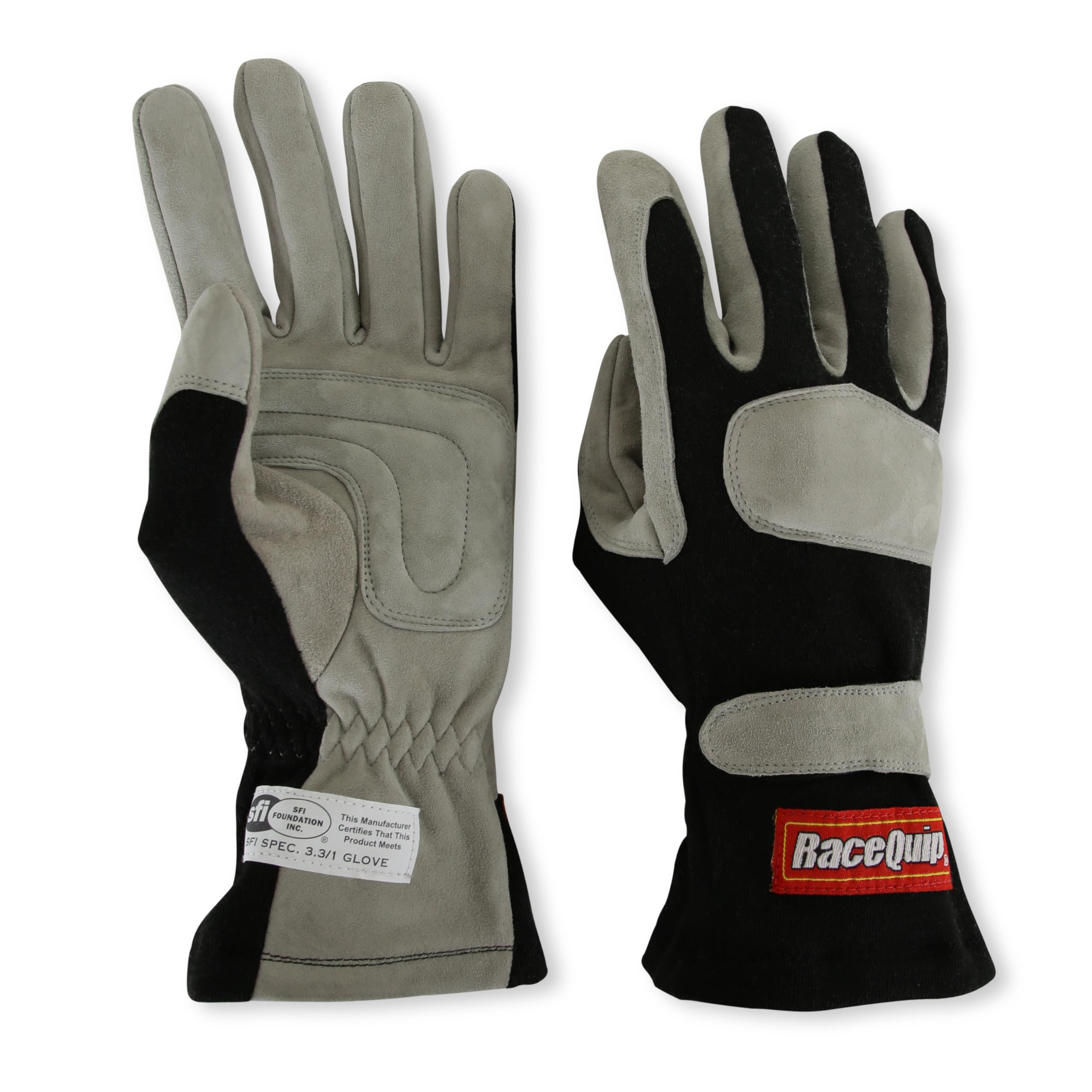 351003RQP RaceQuip® 351 Series Driving Gloves - SFI 3.3/1 - Black/Gray - Medium