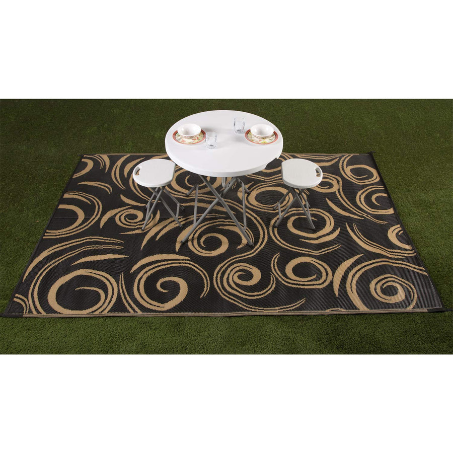68946 Faulkner Furniture Mat Swirl 9x12 Black/beige