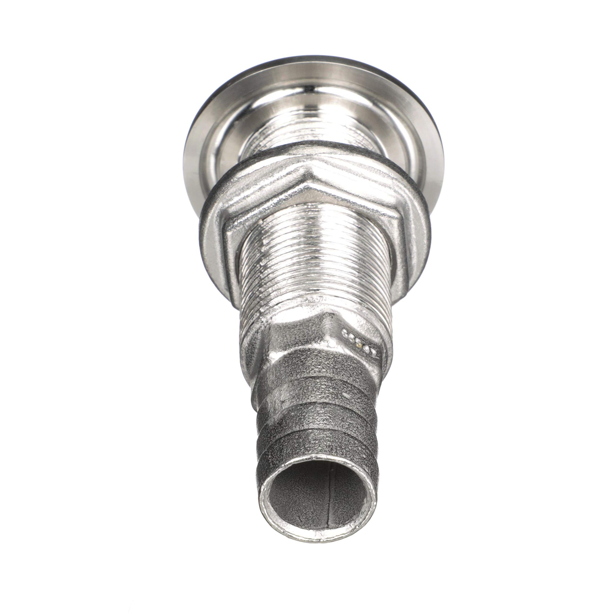Stainless Steel Attwood 66547-3 Straight Thru-Hull Valve Fitting, Barbed, Standard Length, for 3/4-Inch Interior Diameter Hose