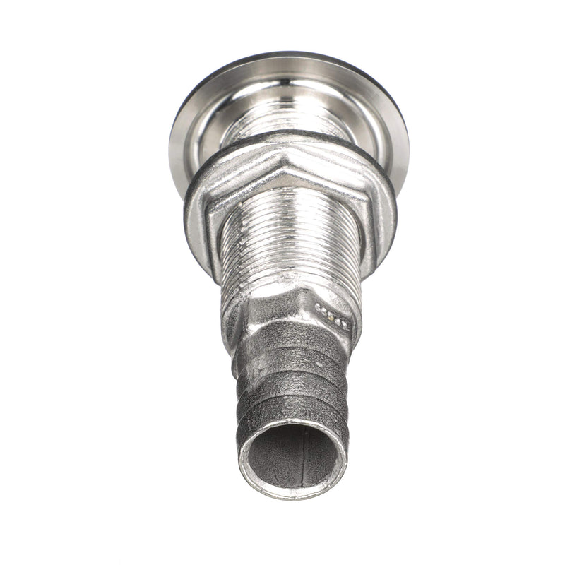 Stainless Steel Attwood 66547-3 Straight Thru-Hull Valve Fitting, Barbed, Standard Length, for 3/4-Inch Interior Diameter Hose