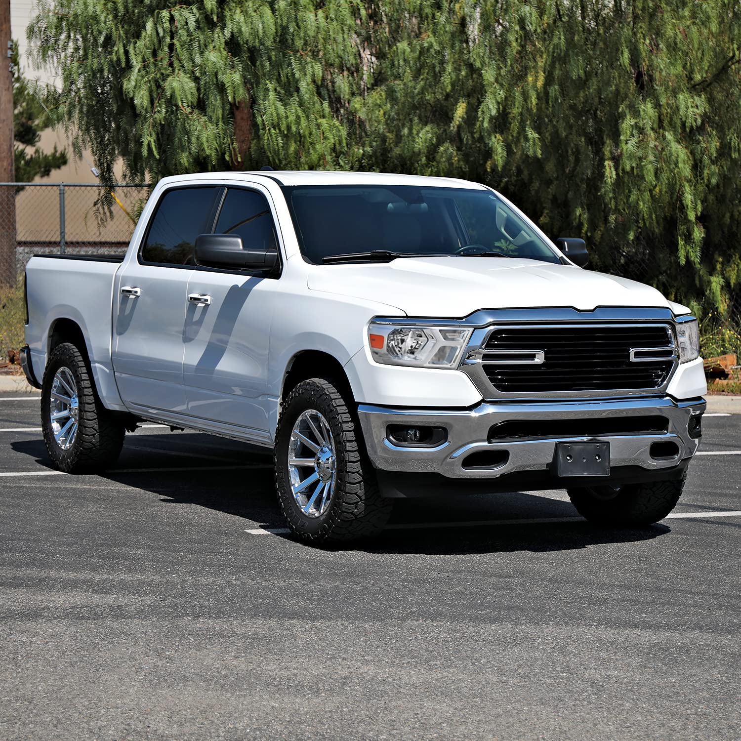 Chrome LED Tube Headlights SPEC-D TUNING Compatible with 2019-2024 Dodge Ram 1500, Left + Right Pair Headlamps Assembly