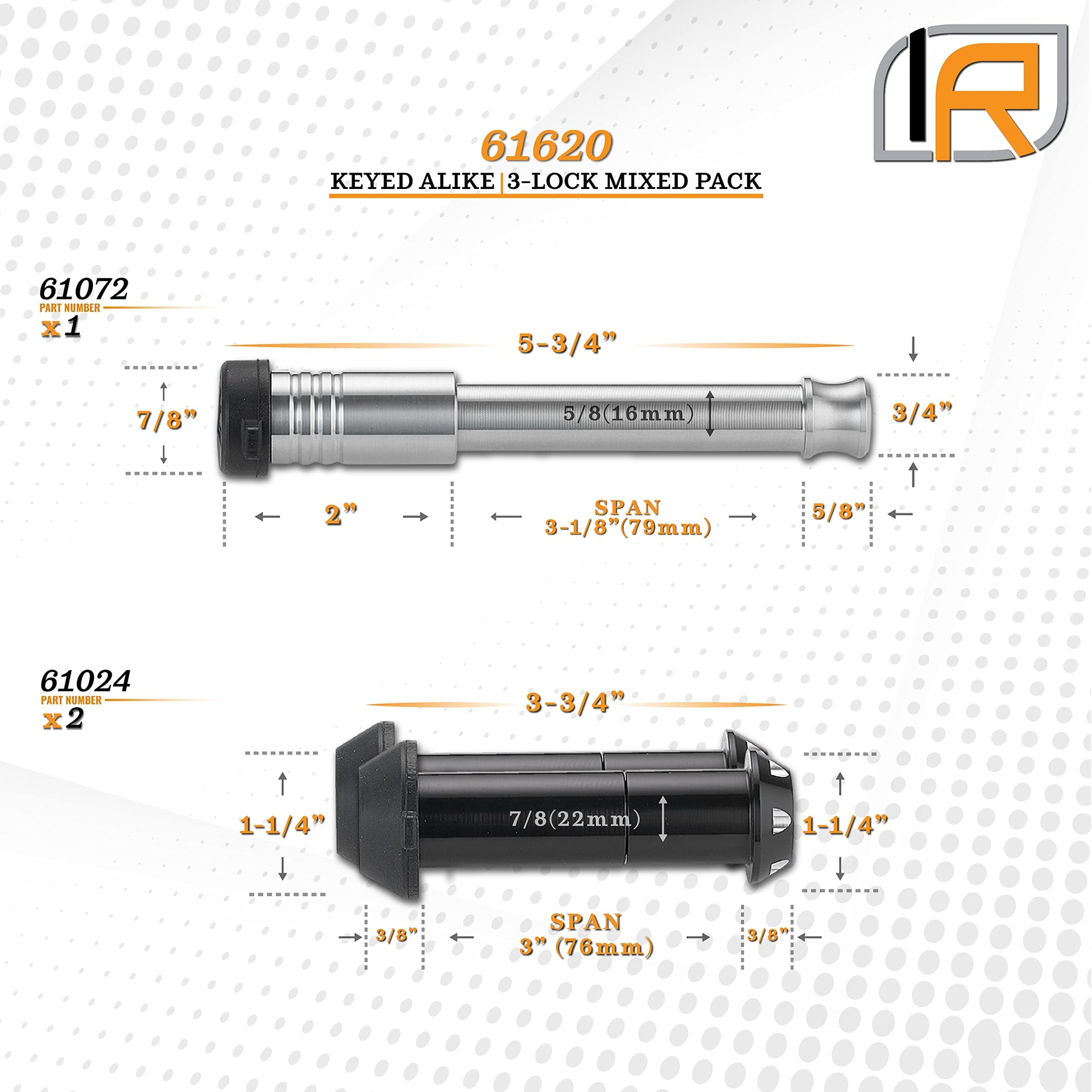 Security InfiniteRule 61620 | 3 Pack Mixed, Keyed Alike, Hook Locks for Monster Hook Swivel Hook and Hammerhead Hook - Includes Lock for 2.5" Receiver