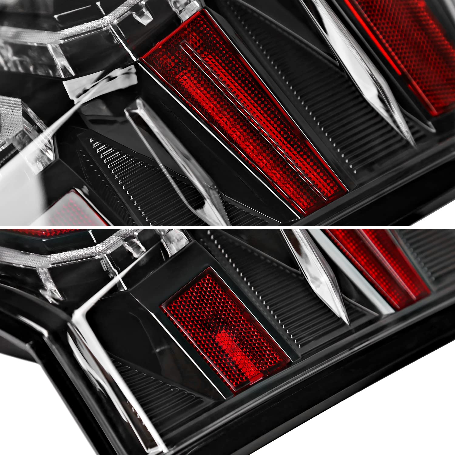 Spec-D Tuning Clear Lens Jet Black Housing LED Tail Lights w/Sequential DRL Strips Compatible with 2016-2022 Toyota Tacoma, Left + Right Pair Assembly