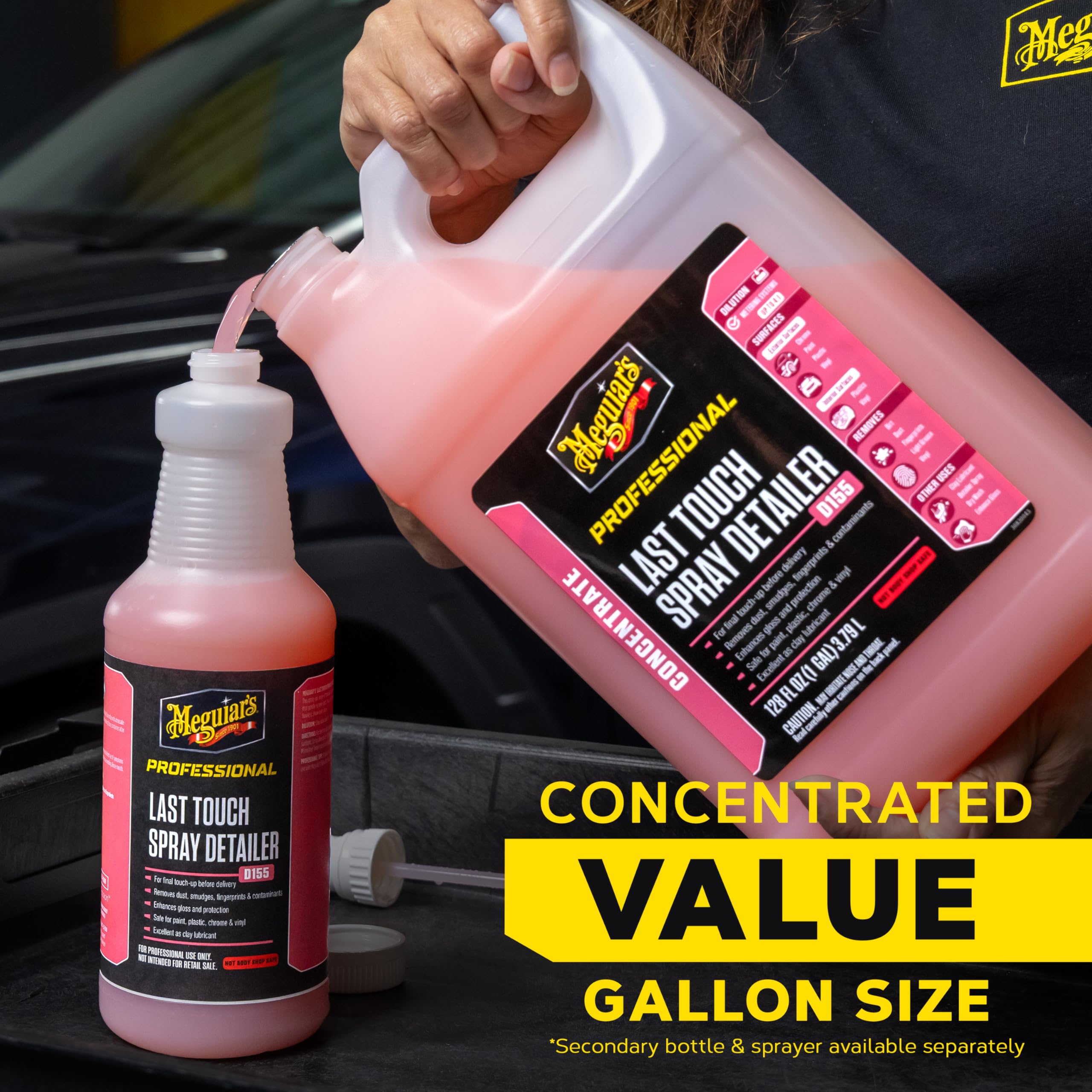 Meguiar's D15501 Last Touch Spray Detailer, Great for Use as Lubricant Clay, creates a Showroom Shine, Removes Dust, Smudges, Fingerprints and More, Versatile Use and Enhances Protection, 1 Gallon