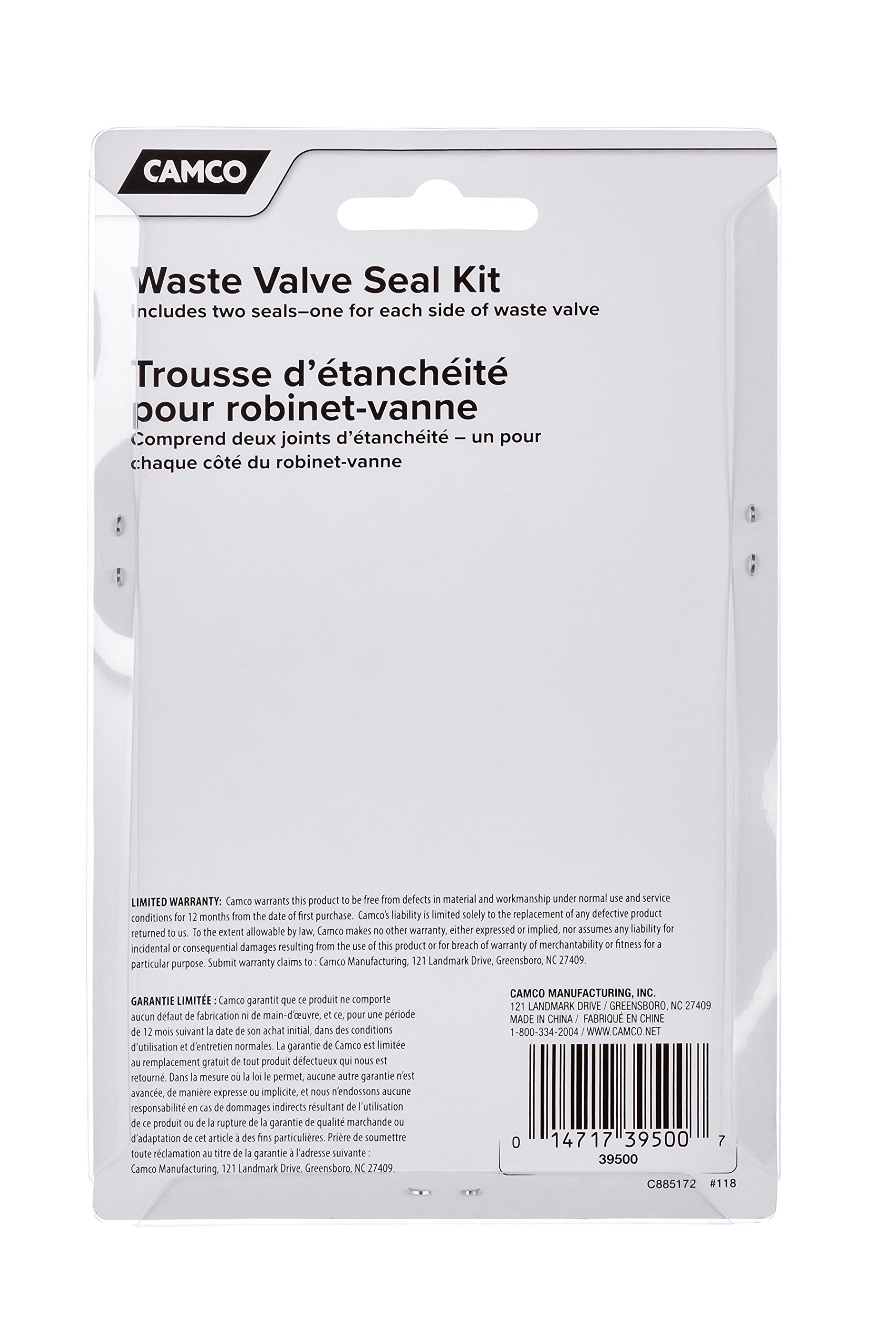 Camco 1.5-Inch RV Sewer Waste Valve Seal Kit – Includes 2 Valve Seals – Crafted of Flexible Rubber for Tight Seal (39500)