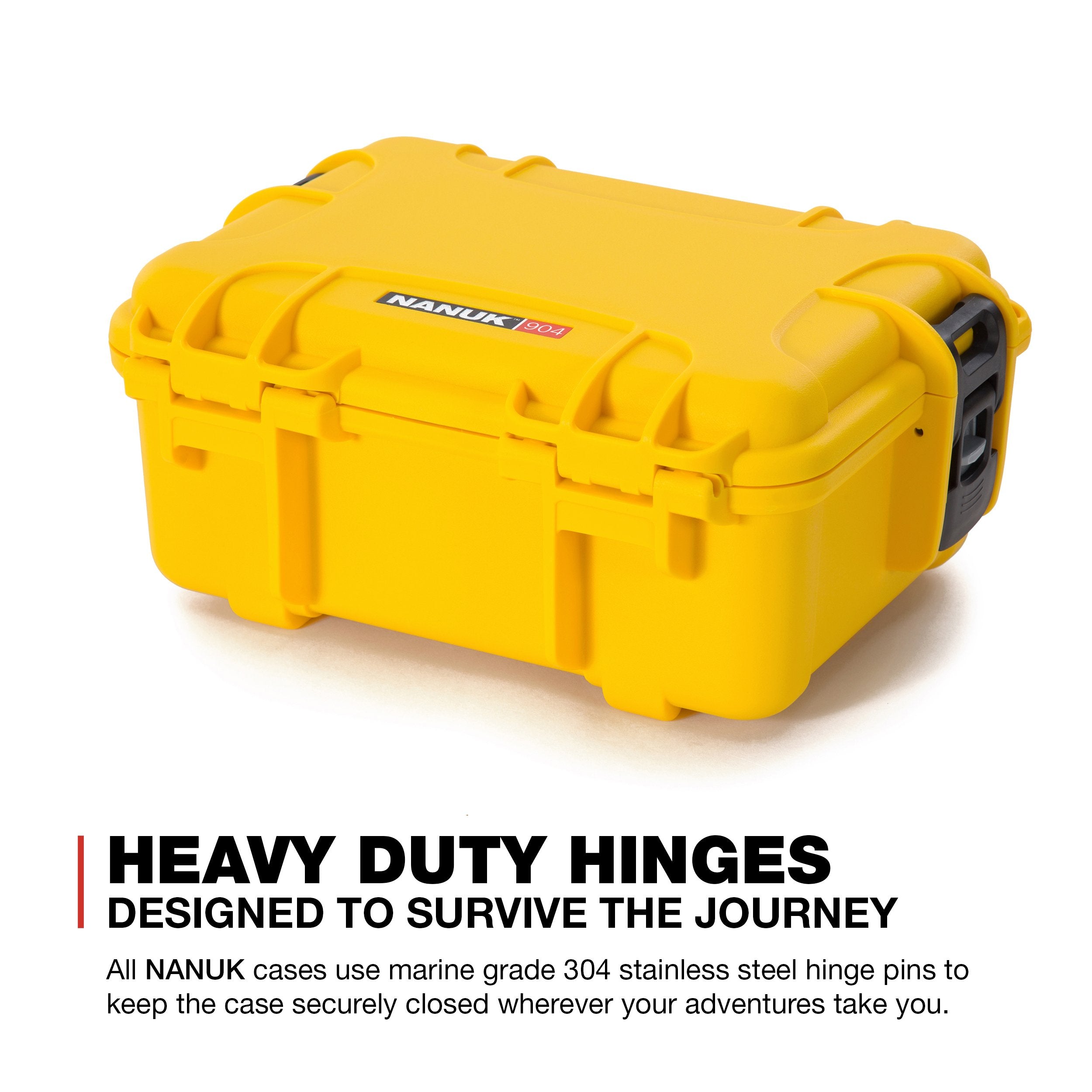 Nanuk 904 Small Series Lightweight NK-7 Resin Waterproof Protective Case for Mirrorless Camera or 2-Way Radio, Yellow