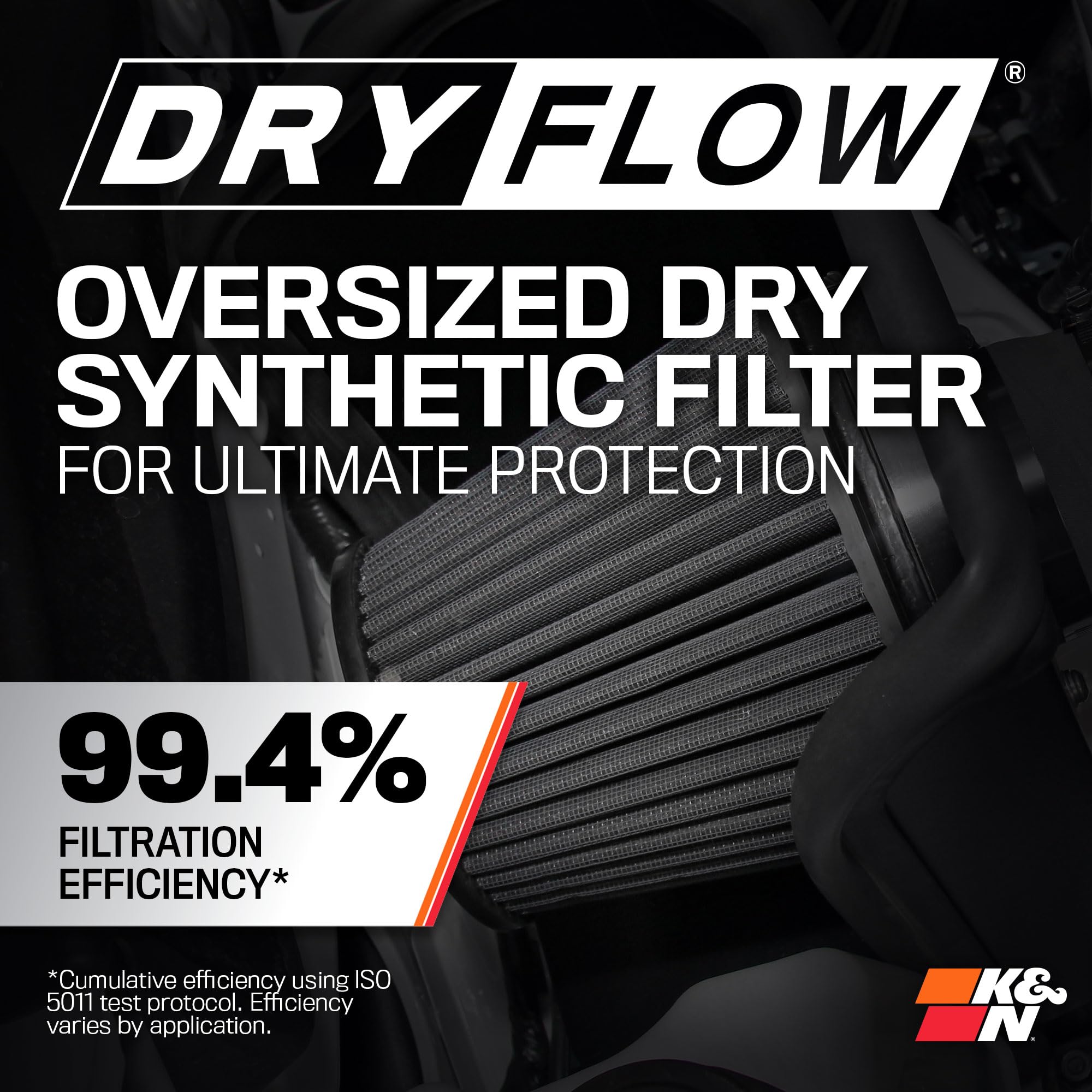 Cold Air Intake System K&N: Dry-Flow Air Filter, Increase Performance & Towing: Compatible with 2016-2023 TOYOTA Tacoma, 71-9039