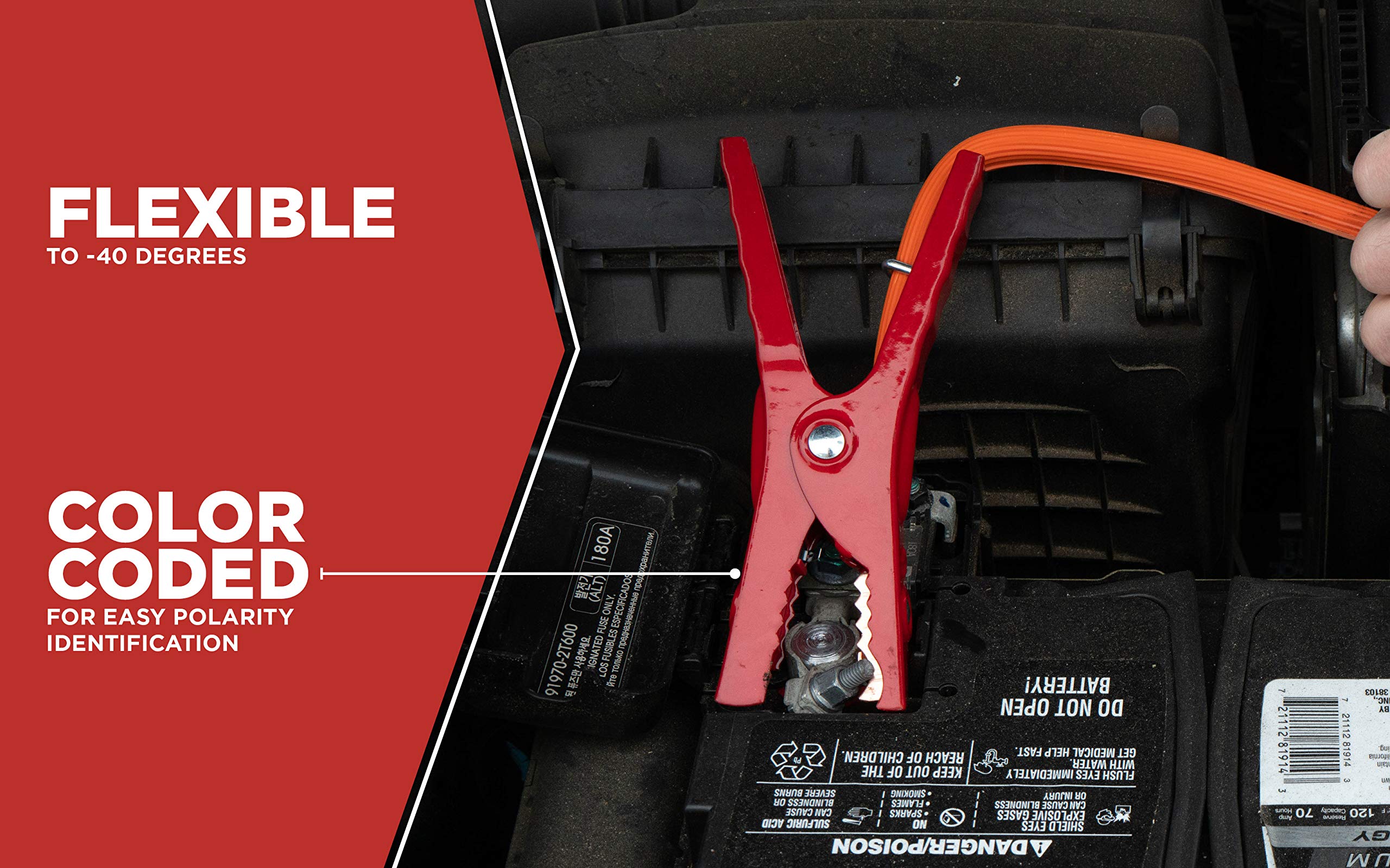 16-ft Road Power 6 Gauge Booster Cable with Night Bright LED Lighted End Clamp Jumper Cable