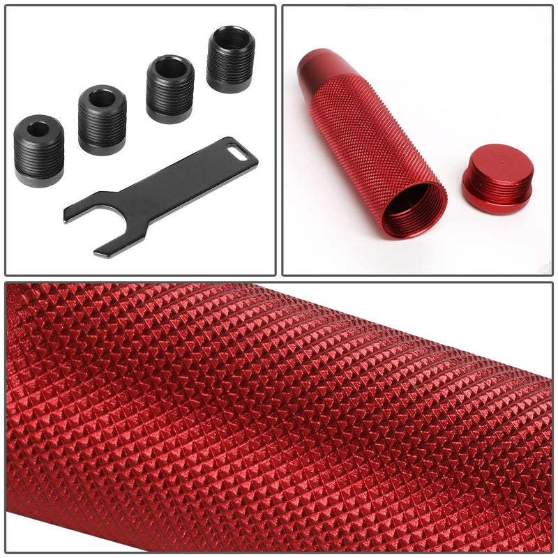 NRG Innovations Universal Aluminum SK-800RD Hidden Gem Short Shift Knob with Thread Adapters, 33mm OD x 120mm H,Red