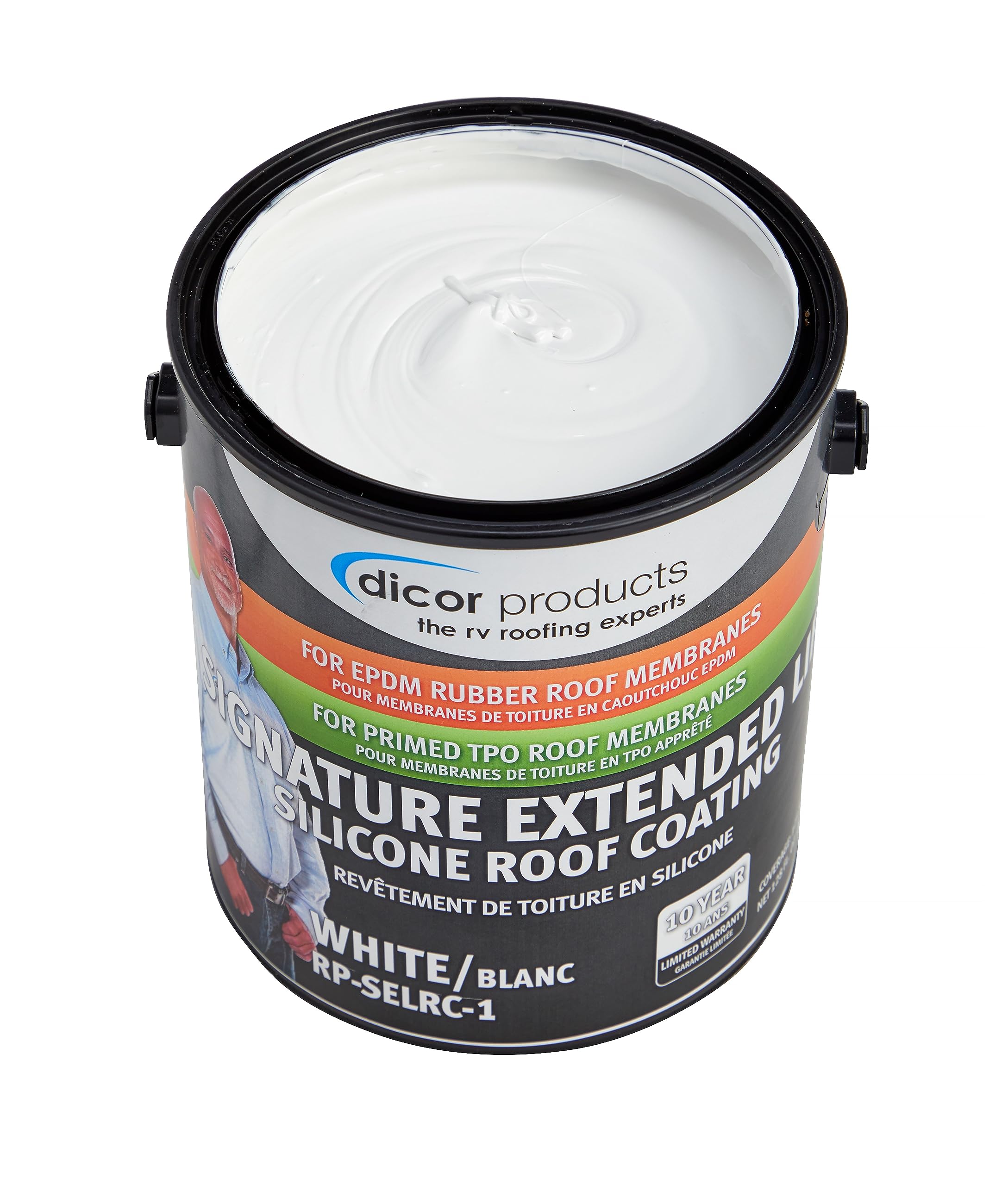 Dicor Signature RP-SELRC-1 Extended Life EPDM Rubber Roof Coating - White, 1 Gallon Can