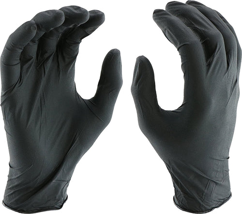 2920 West Chester Industrial Grade Powder-Free Nitrile Gloves - [Pack of 100] Medium, Silicone Free, Beaded Cuff, Ambidextrous PosiShield Gloves in Black