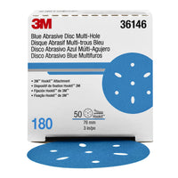 3M Hookit 3M-36146 Blue Abrasive Disc Multi-hole, 3, 180 Grade