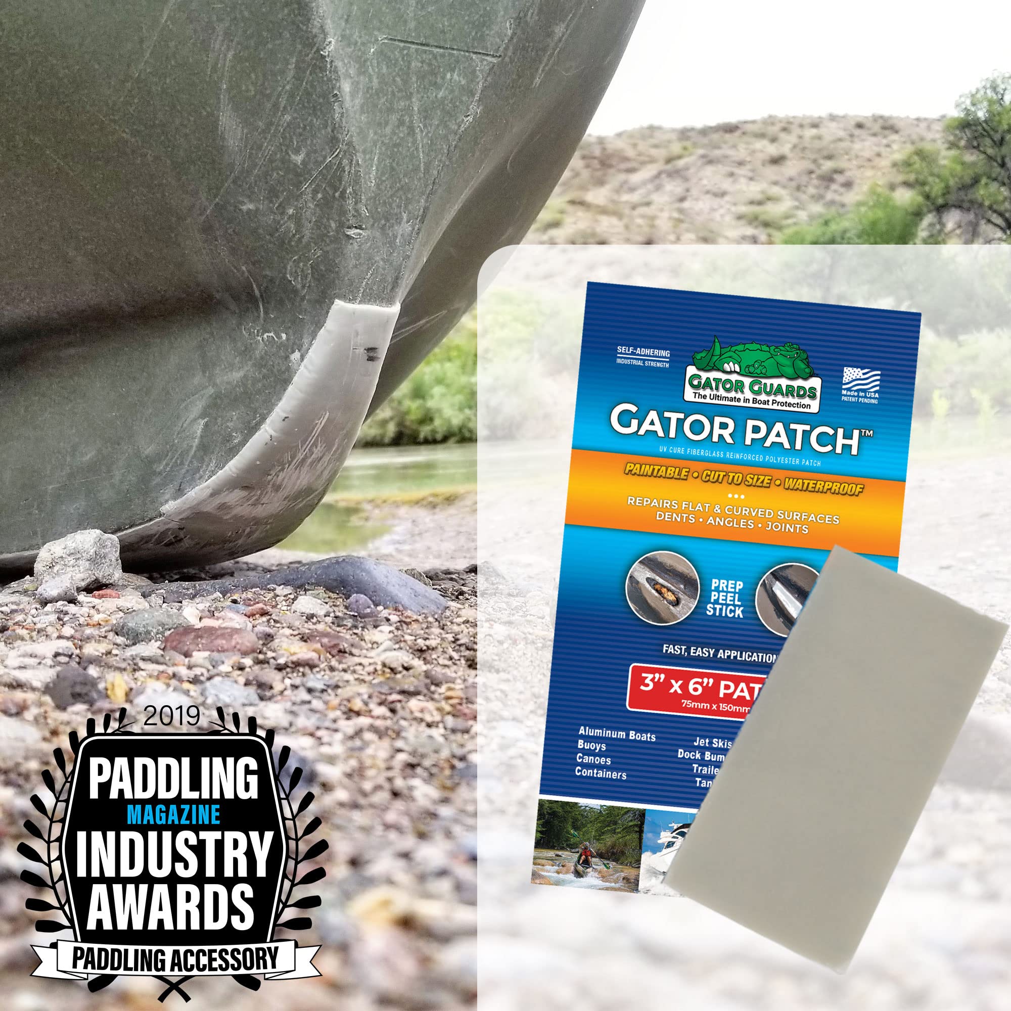 Fiberglass Gator Patch Reinforced Repair Patch - Repairs Holes, Dents & Cracks on Multiple Surfaces - DIY Prep, Peel & Stick - 3 Sizes - USA Made