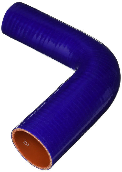 High Temperature HPS HTSER90-175-225-BLUE 4-Ply Reinforced Silicone 90 Degree Elbow Reducer Hose, 75 psi Maximum Pressure, 8" Length, 1-3/4" > 2-1/4" ID, Blue